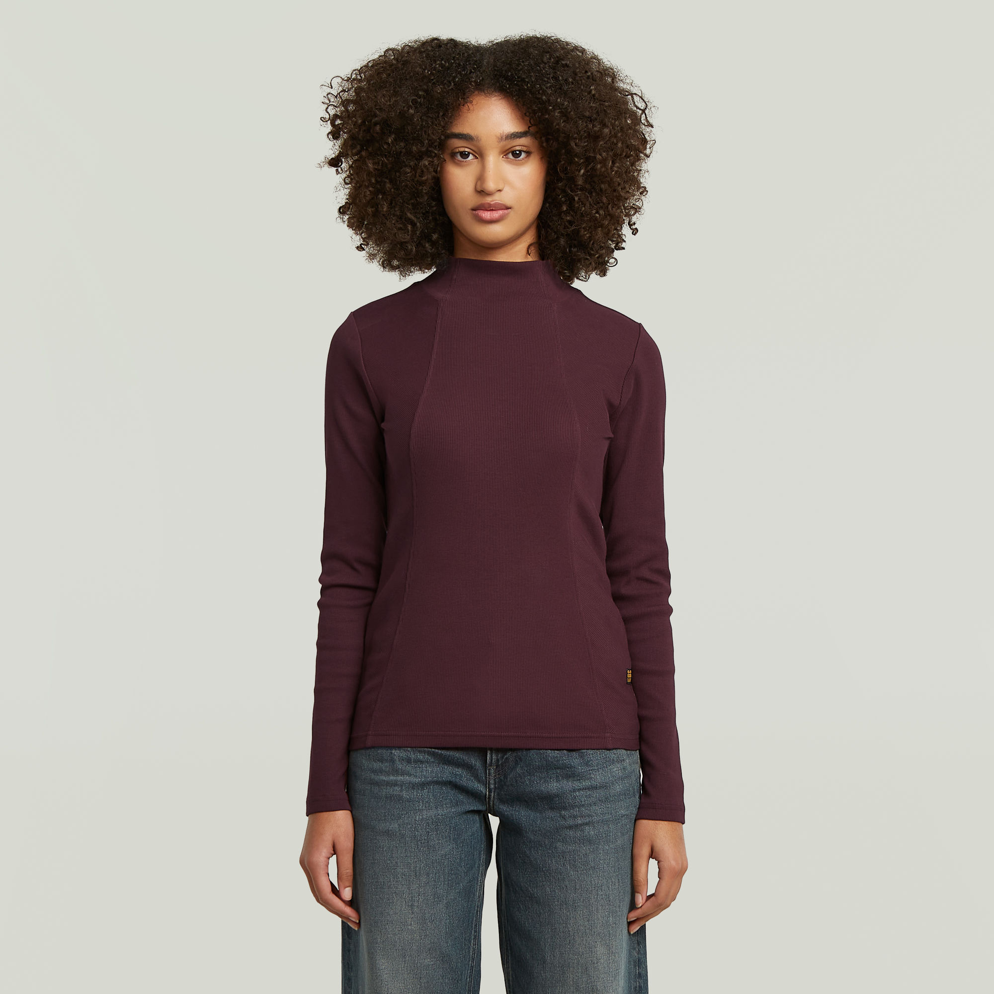 G-Star RAW A-Line Slim Rib Mock T-shirt Rood Dames