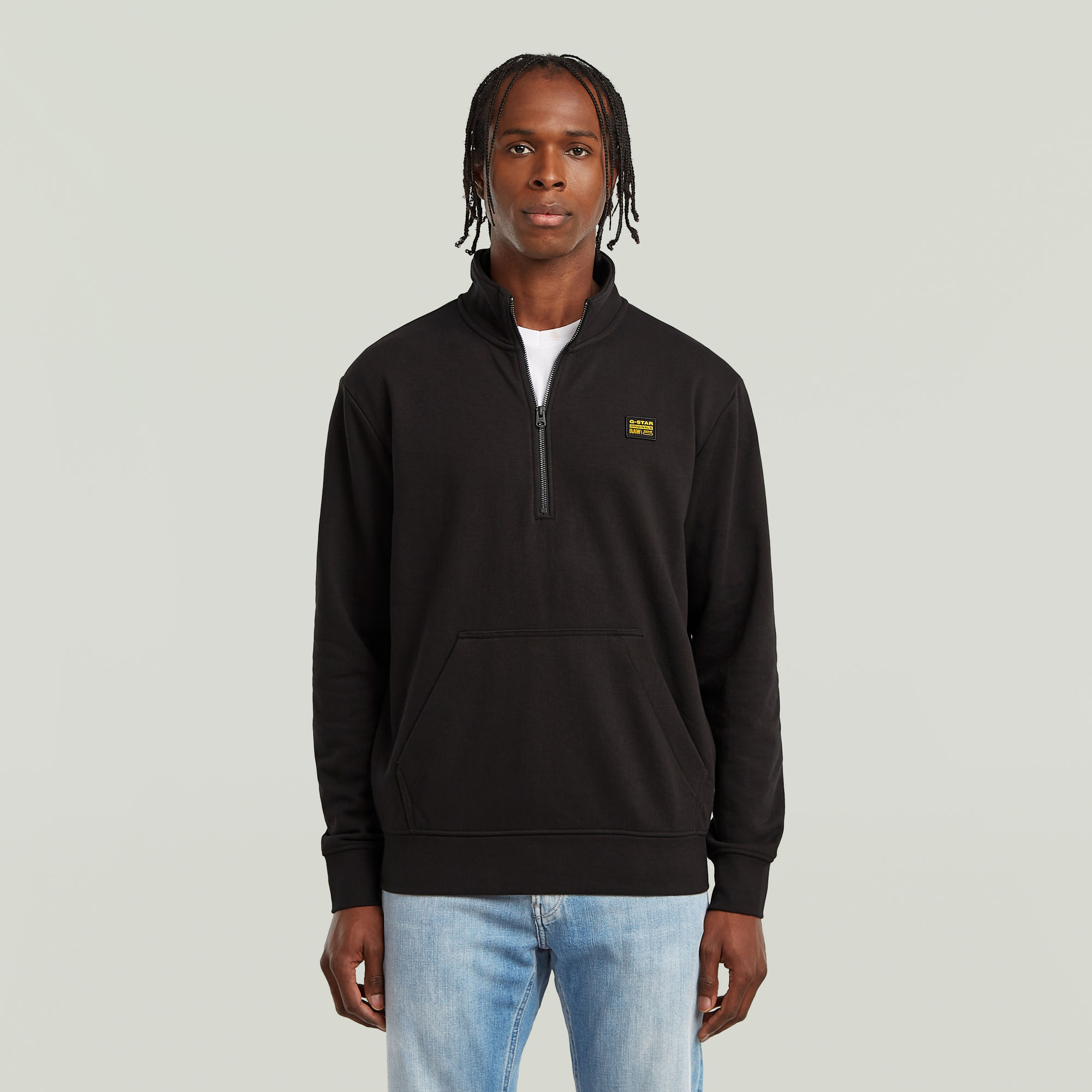 

Half Zip Sweater Label Badge - Black - Men