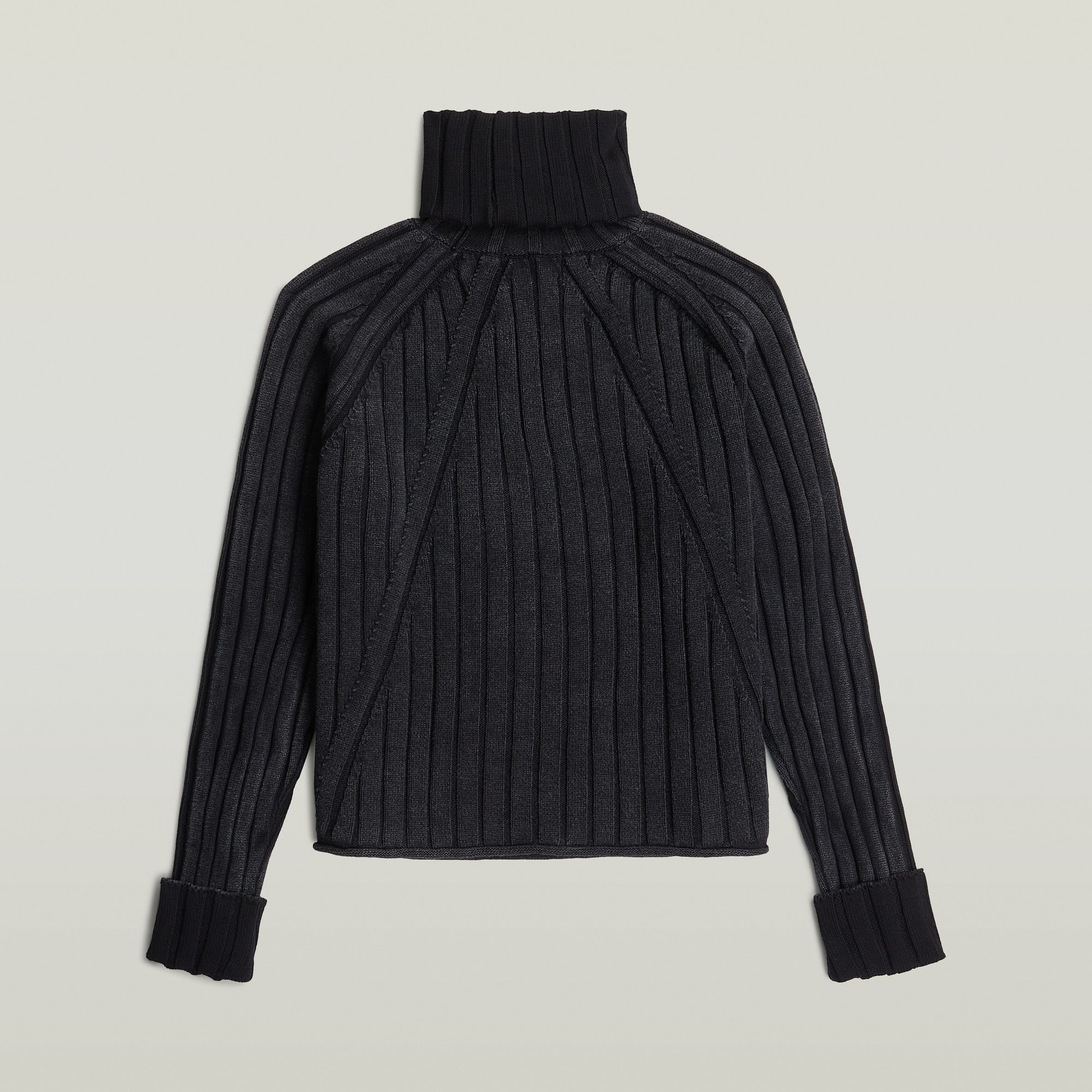 Thumbnail - Washed Loose Turtle Knit - Schwarz - Damen