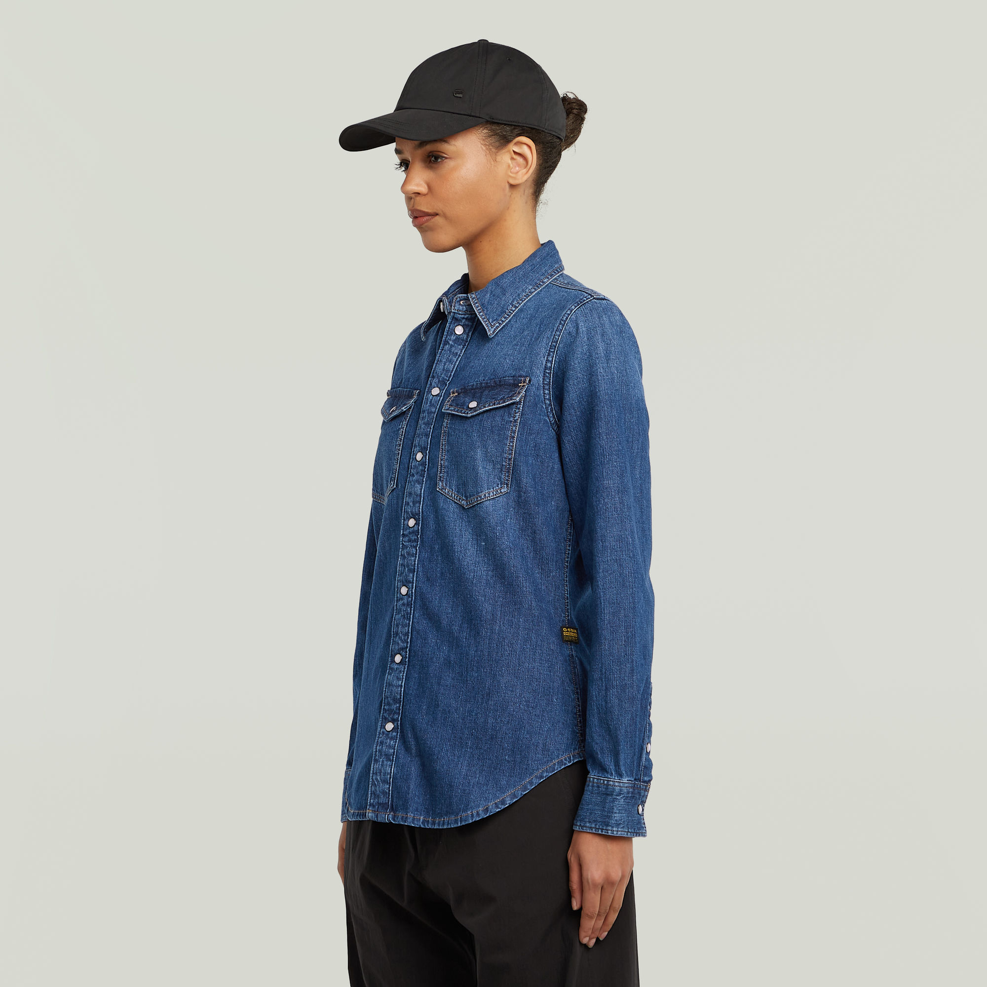 G-Star RAW Slim Western Overhemd Donkerblauw Dames