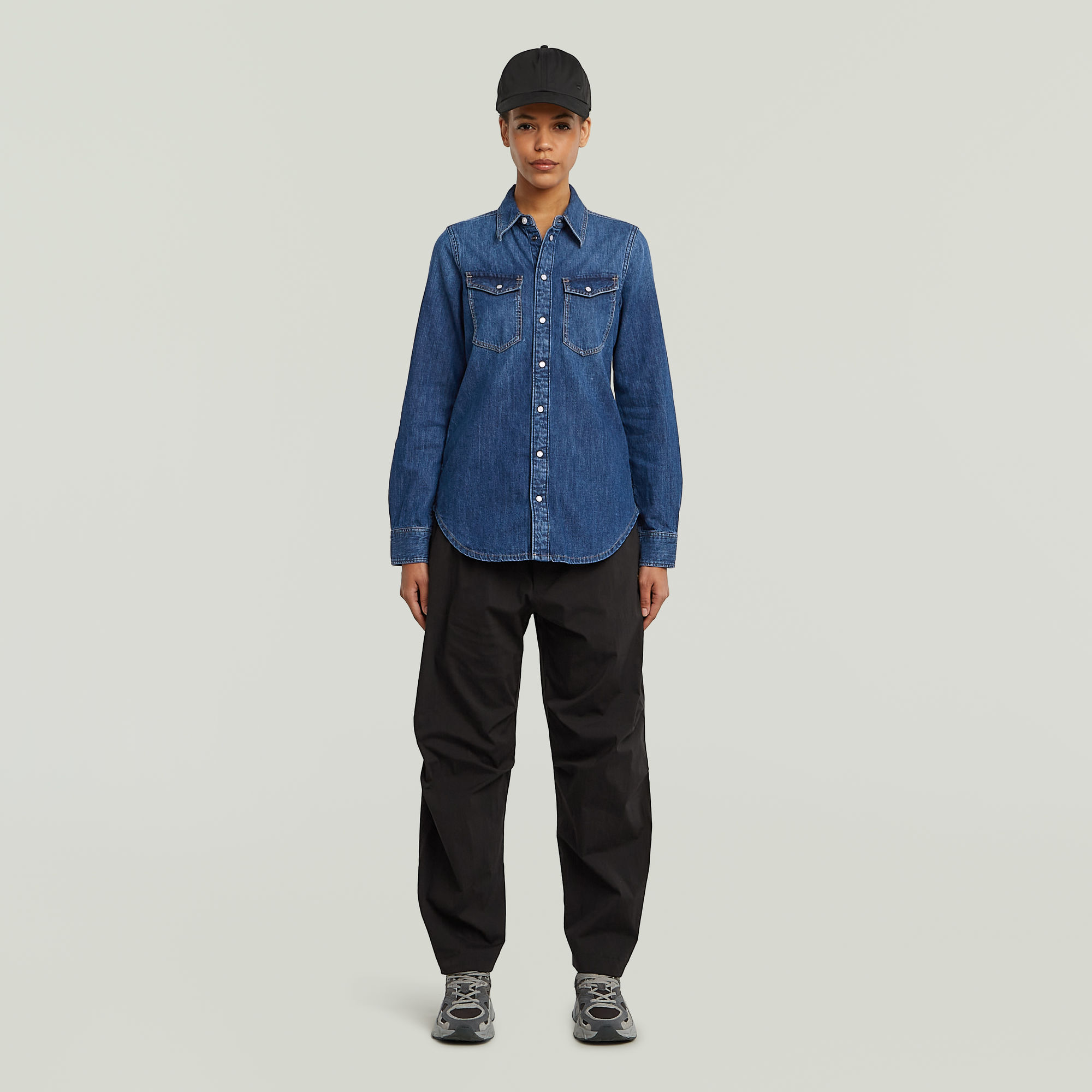 G-Star RAW Slim Western Overhemd Donkerblauw Dames