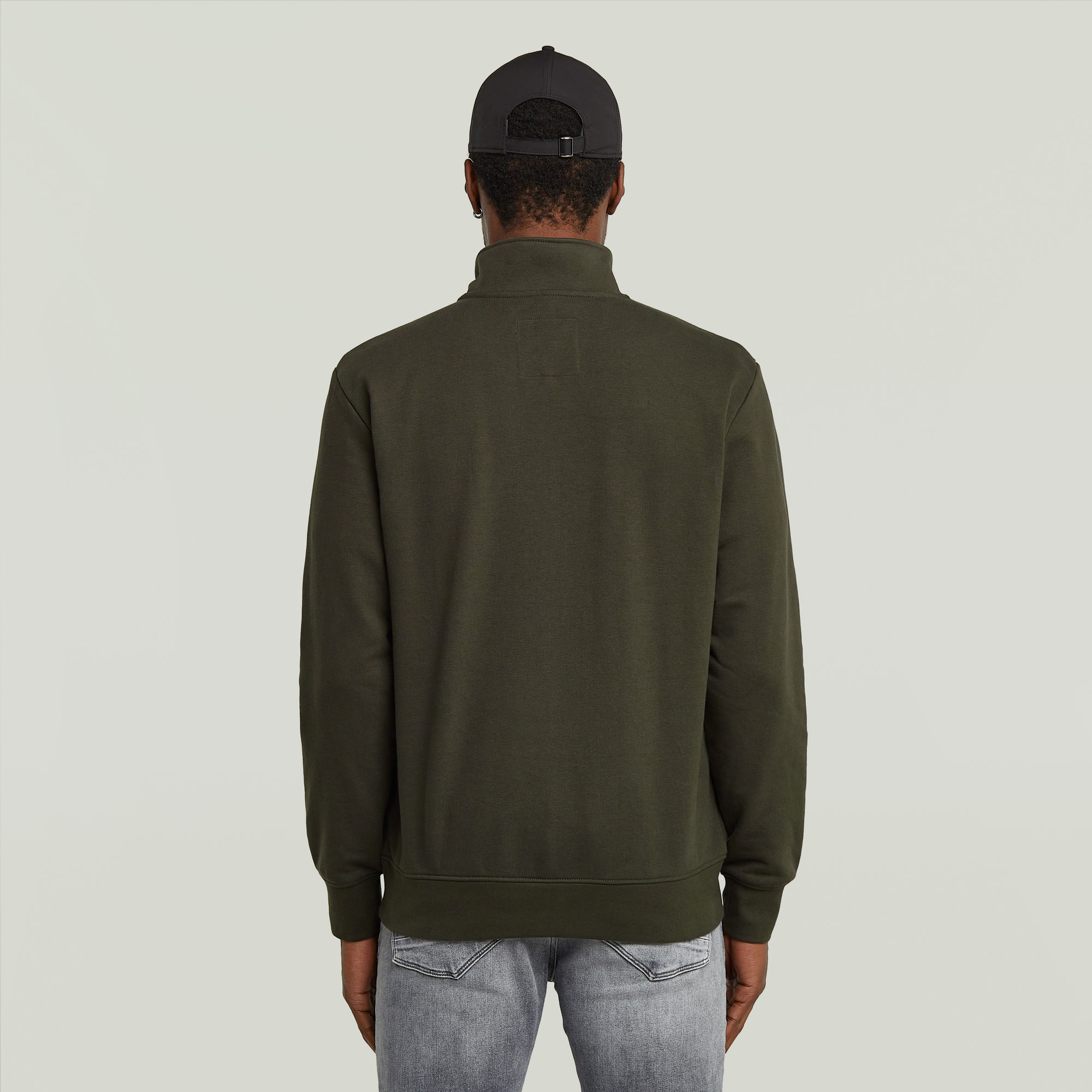 G-Star RAW Half Zip Sweater Label Badge Grijs Heren