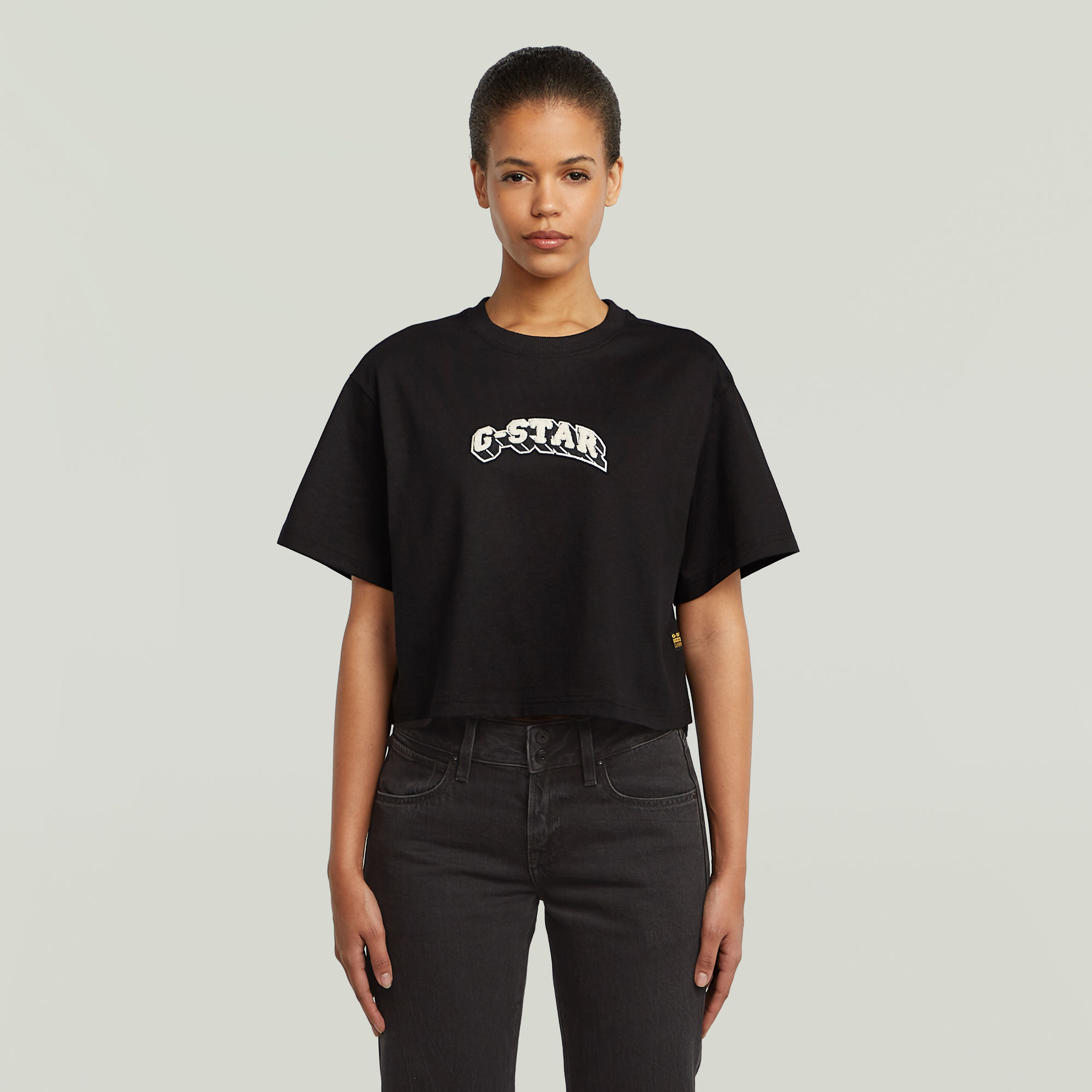

Felt Logo Boxy T-Shirt - Black - Women