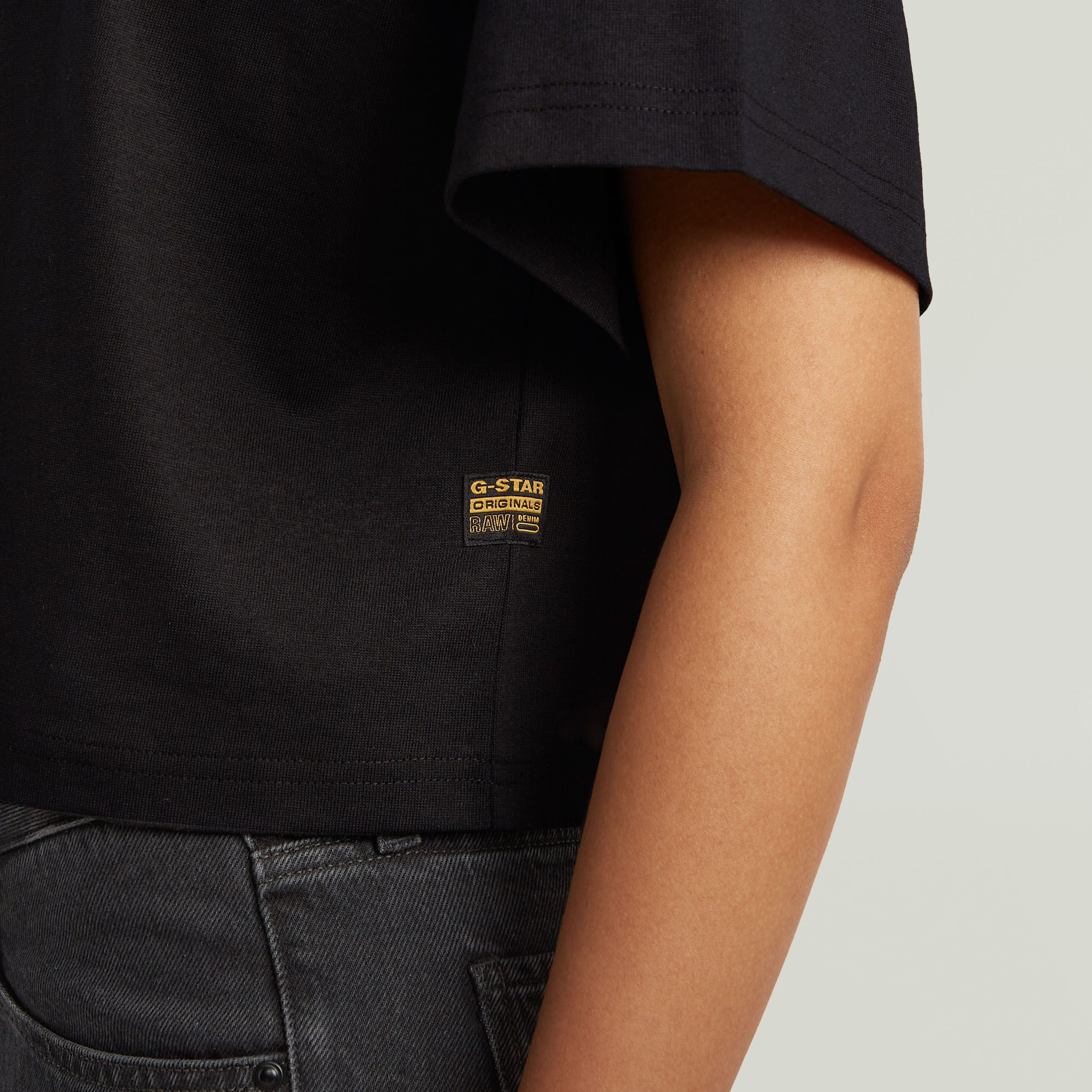G-Star RAW Felt Logo Boxy T-shirt Zwart Dames