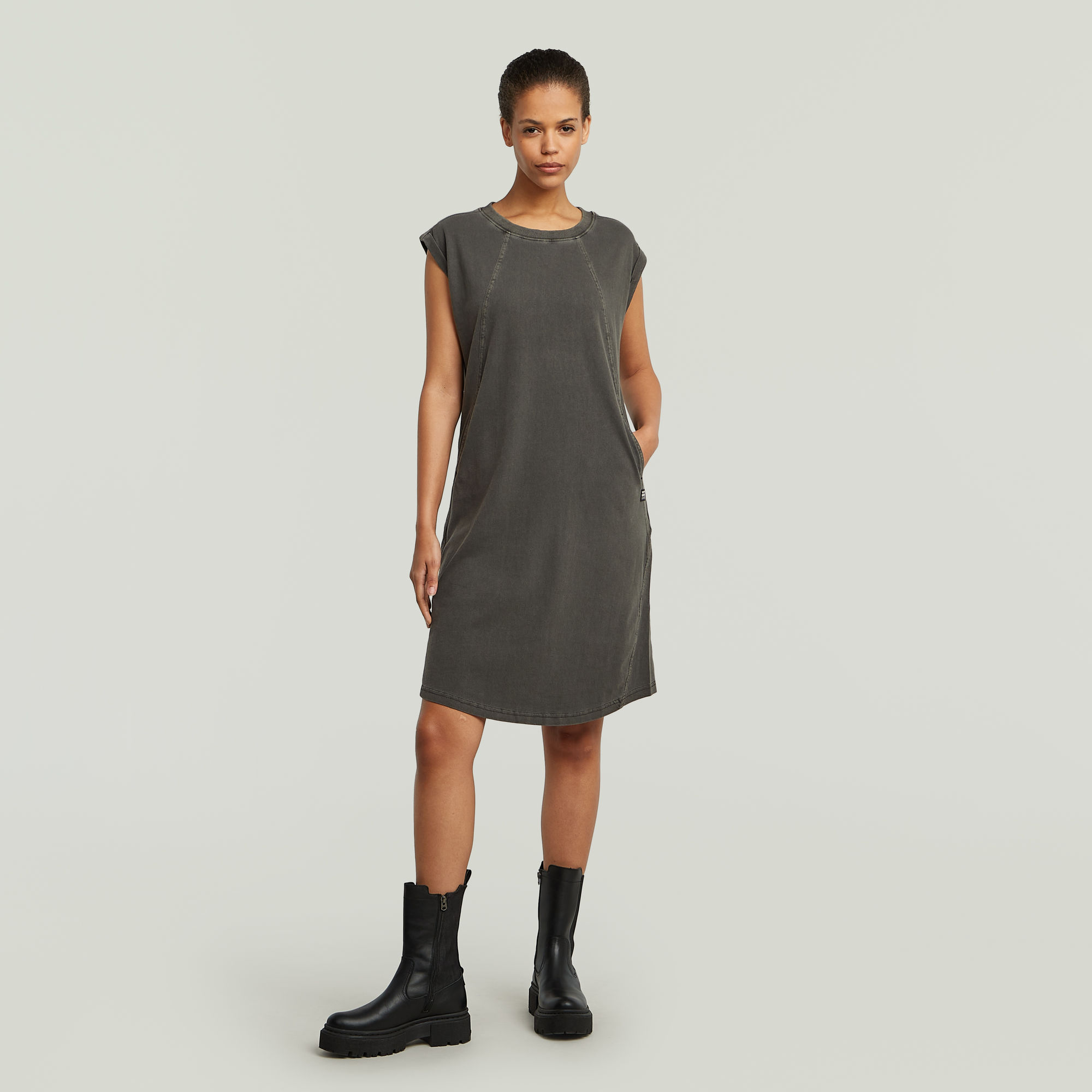 G-Star RAW Seam Detail Overdyed Loose Jurk Grijs Dames