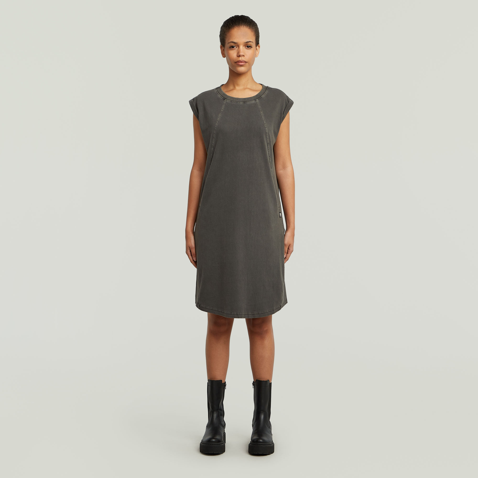 

Seam Detail Overdyed Loose Dress - Grey - Women