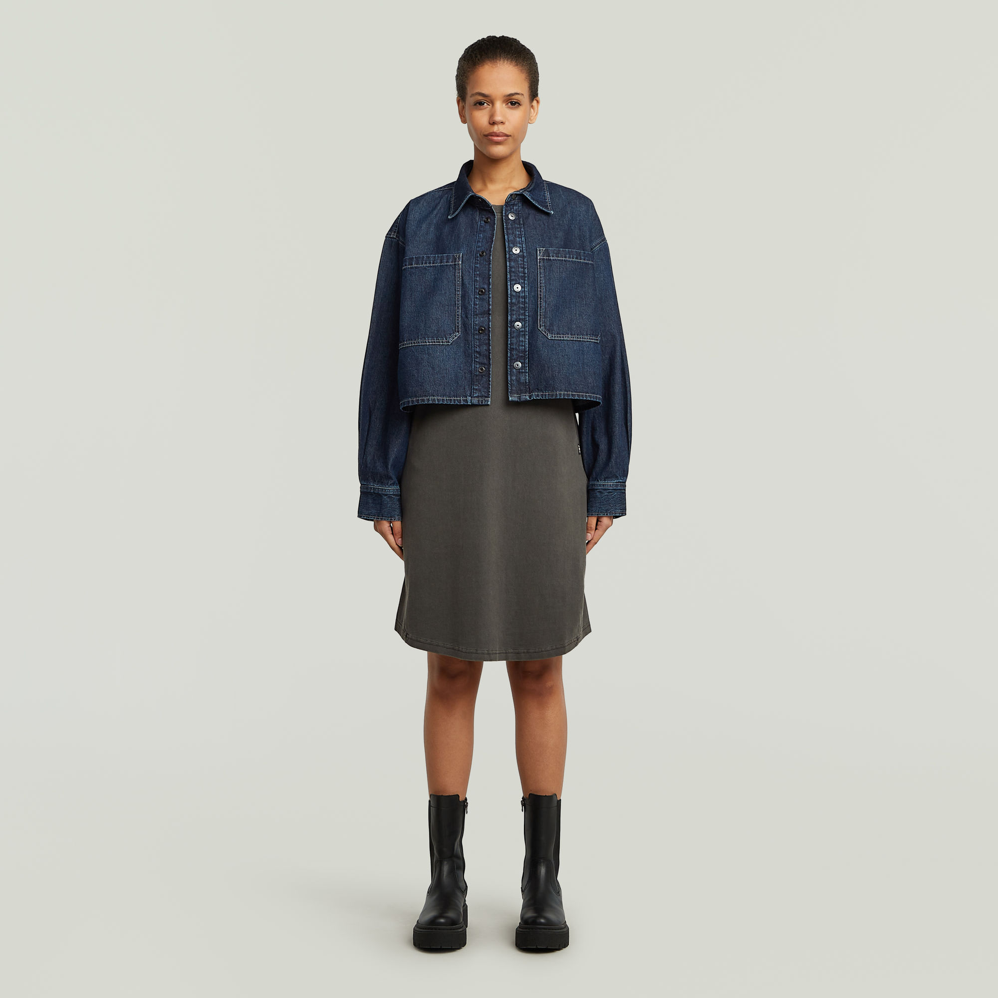 G-Star RAW Seam Detail Overdyed Loose Jurk Grijs Dames
