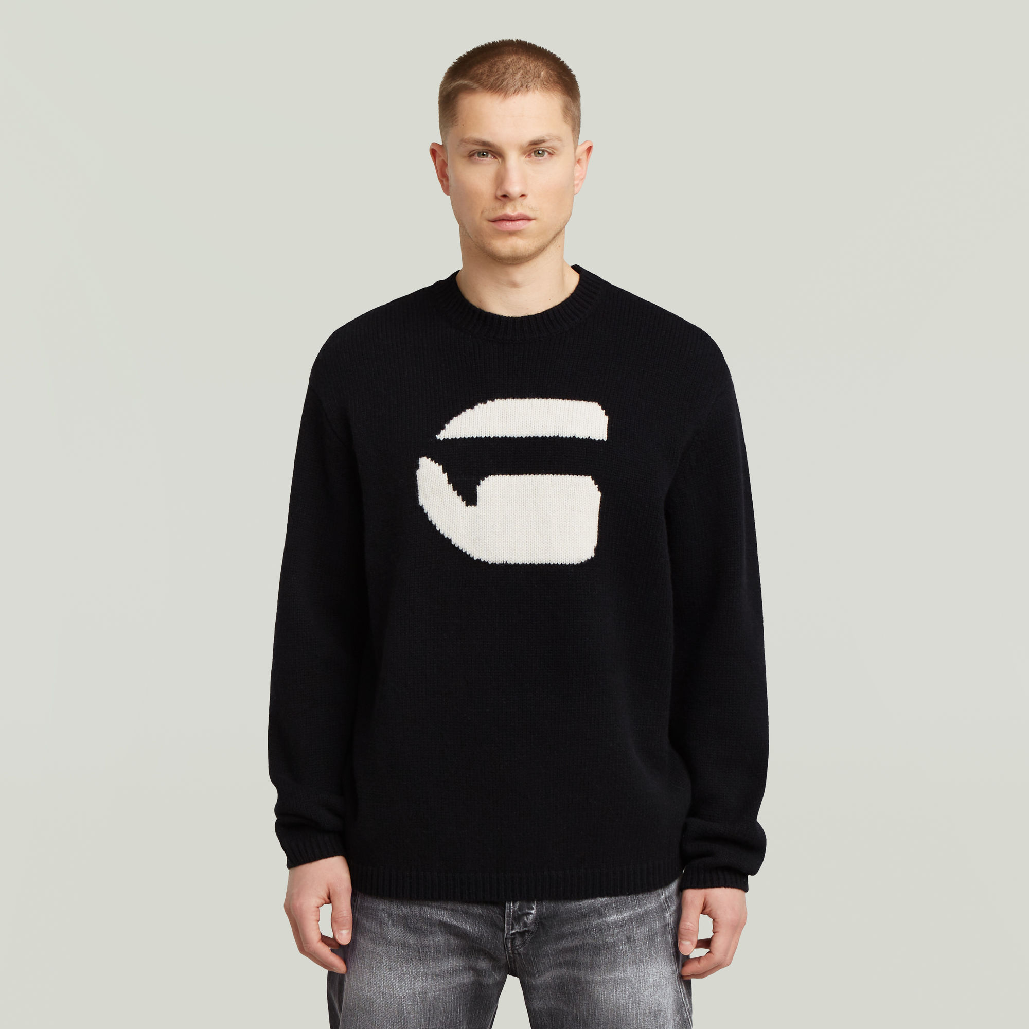 

G Logo Relaxed Gebreide Pullover - Zwart - Heren
