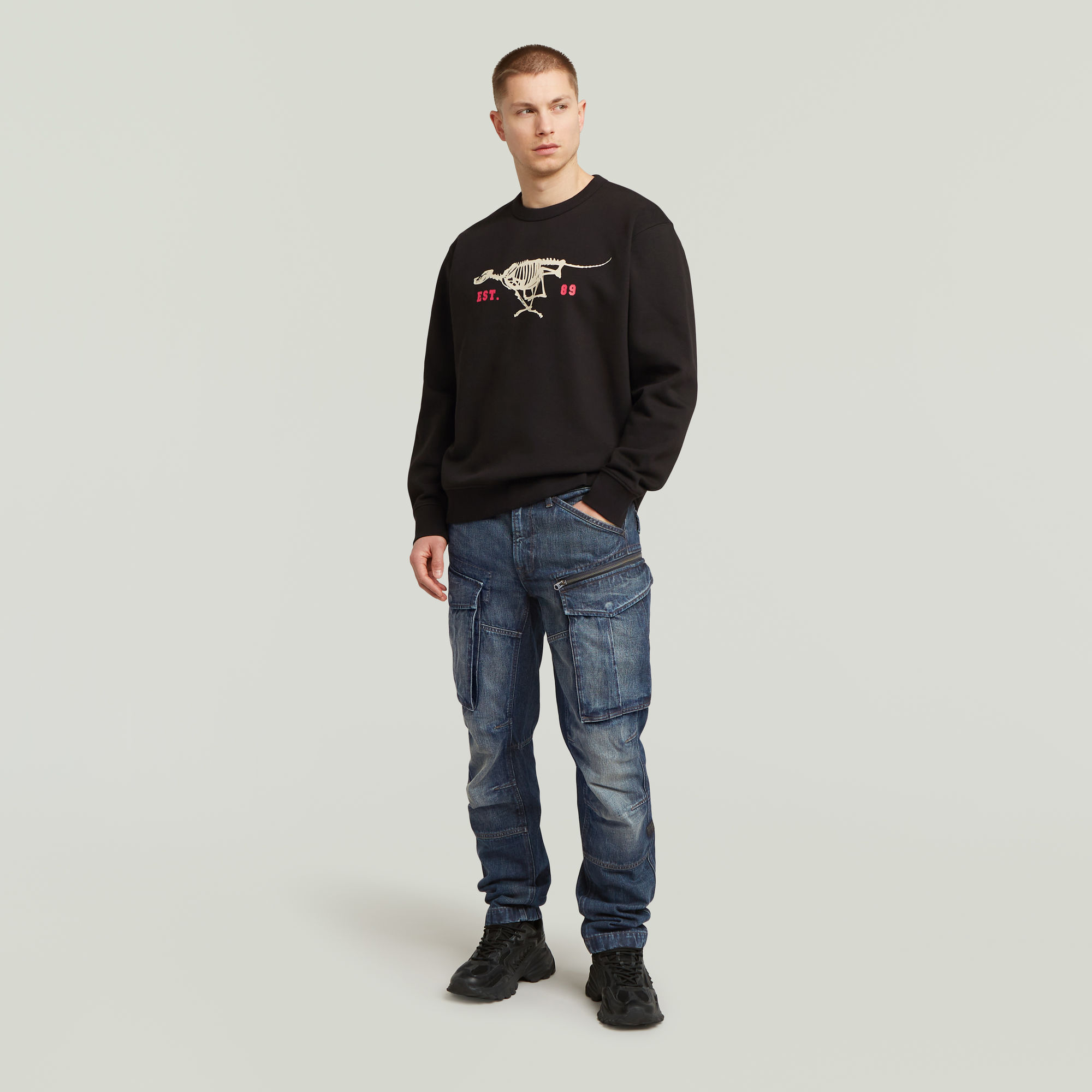 G-Star RAW Running Dog Back Graphic Sweater Zwart Heren