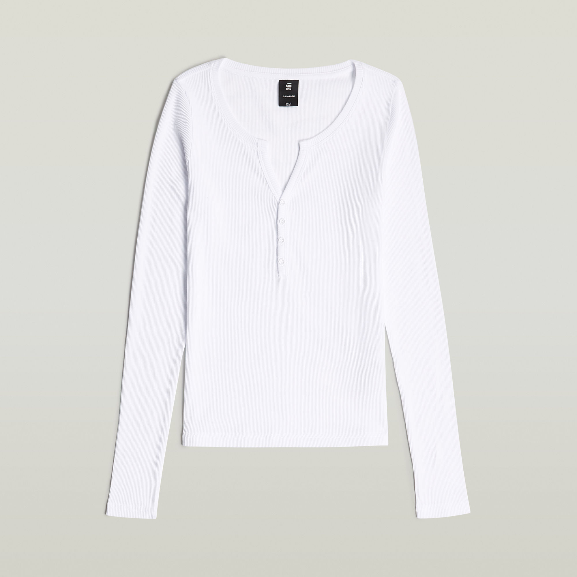 G-Star RAW Deep V Henley Slim Top Wit Dames