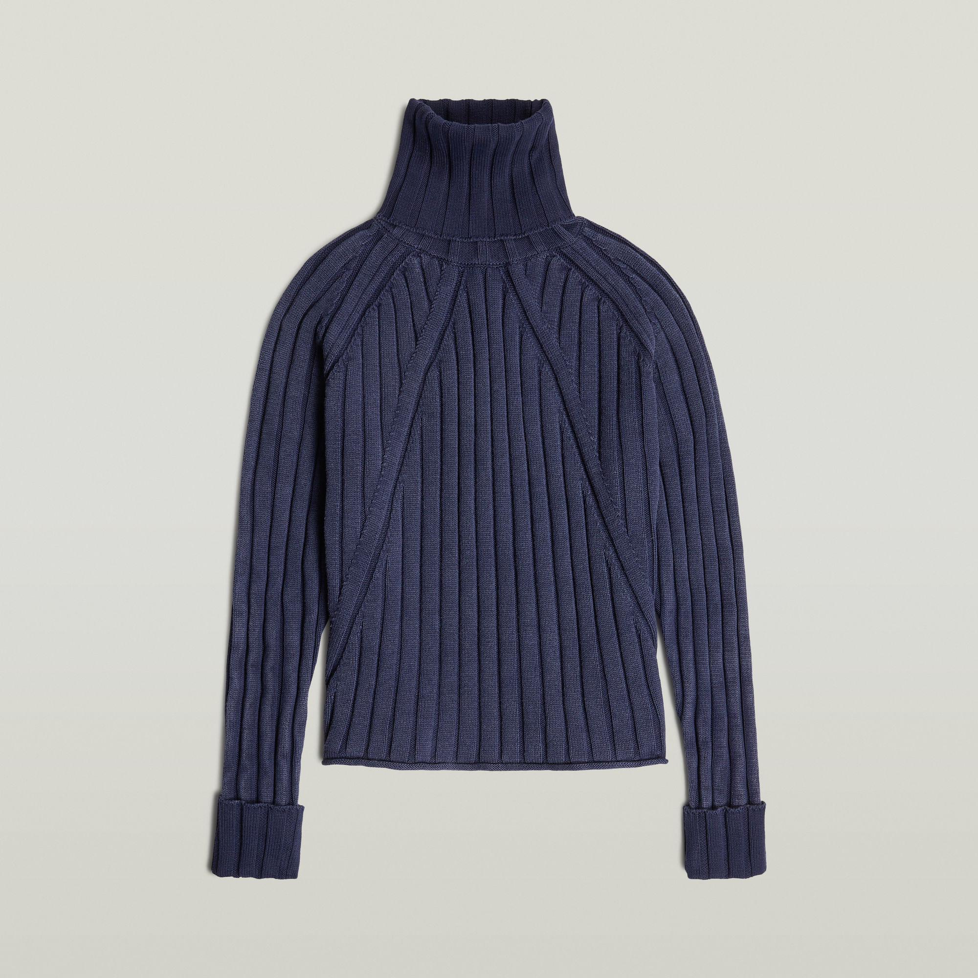 Thumbnail - Washed Loose Turtle Knit - Dunkelblau - Damen