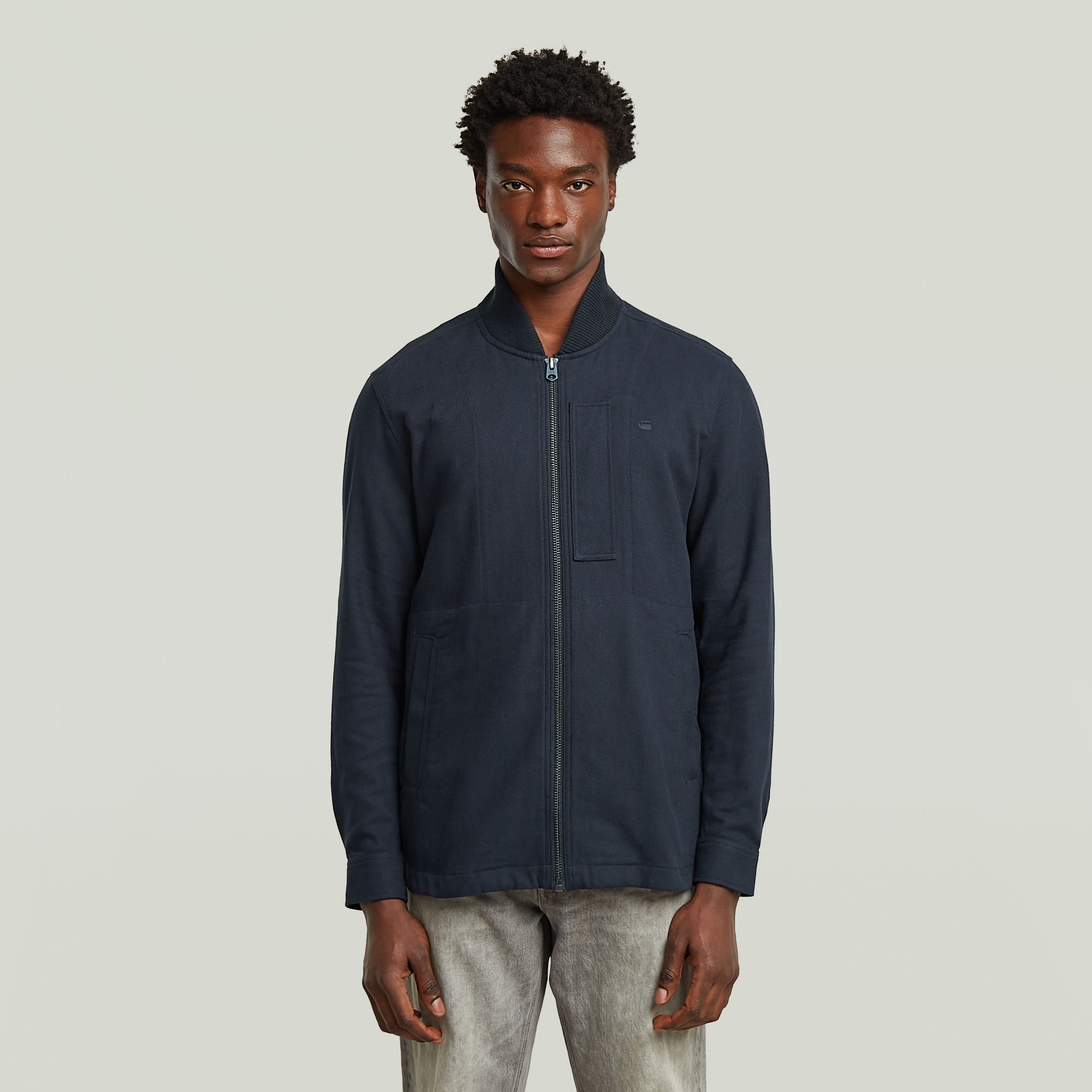 

Bomber Collar Zip Overshirt - Donkerblauw - Heren