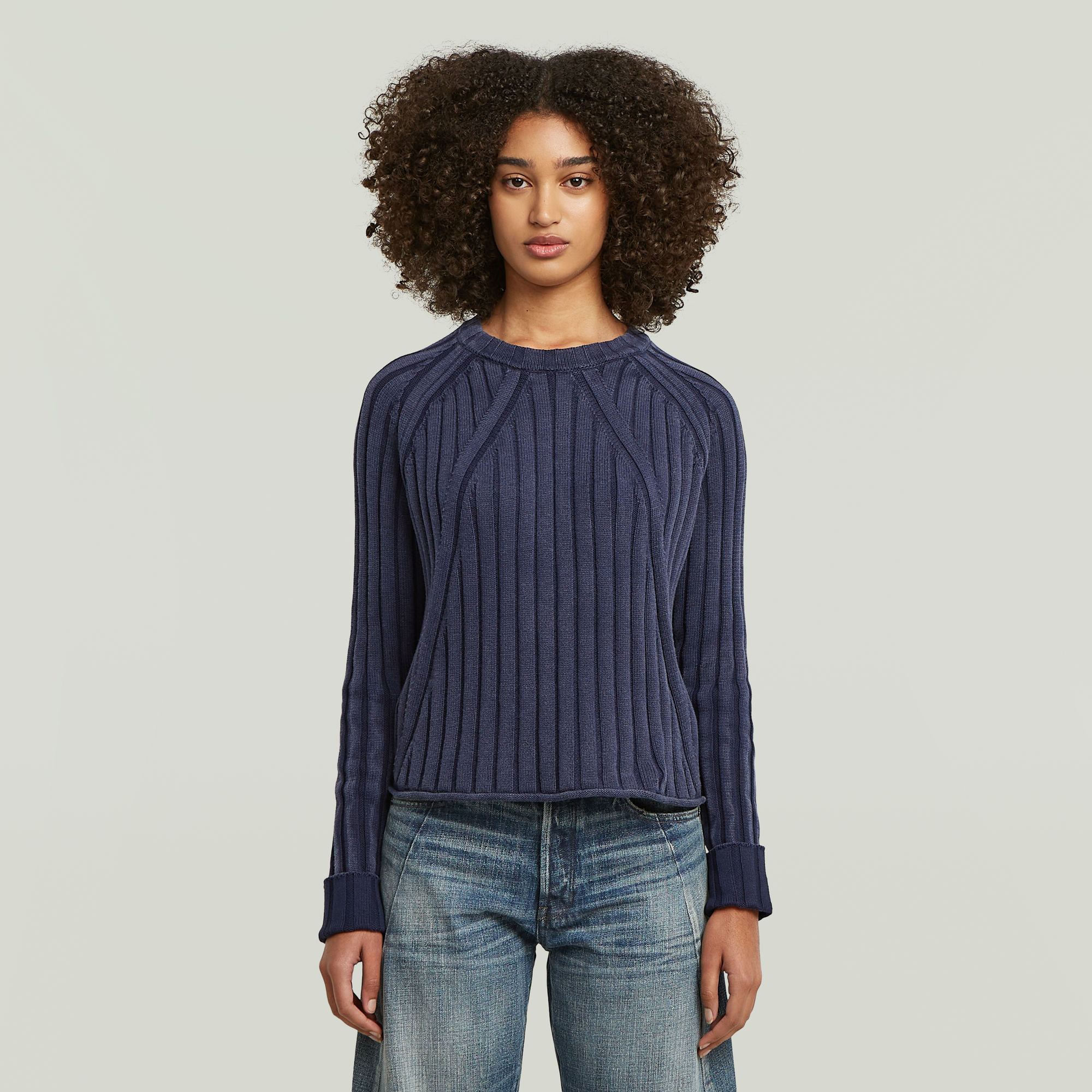 Washed Loose Knit - Dunkelblau - Damen