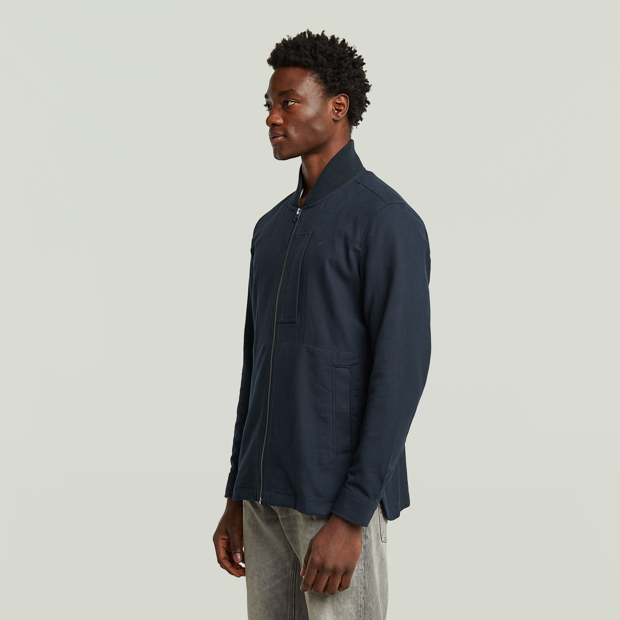 G-Star RAW Bomber Collar Zip Overshirt Donkerblauw Heren