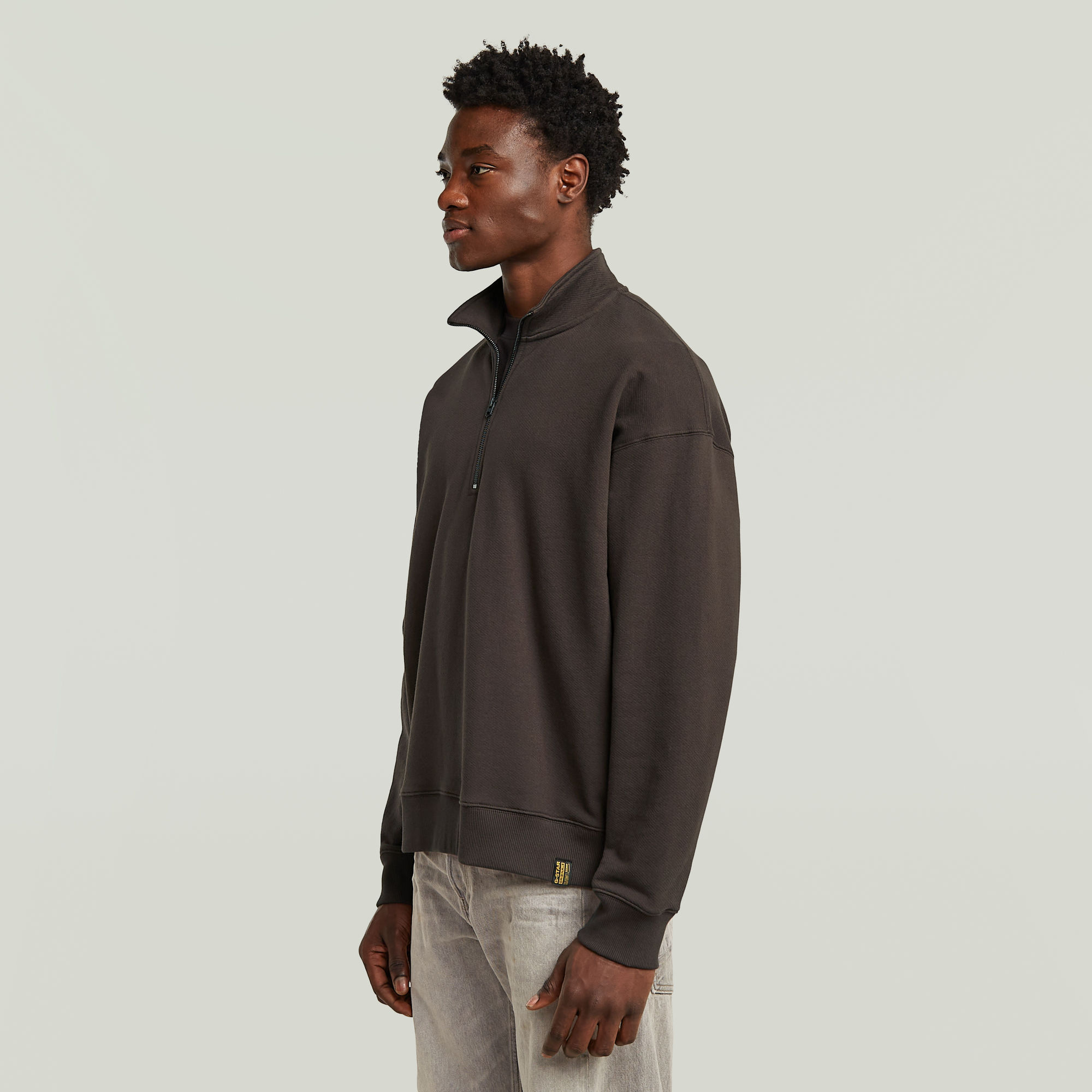 G-Star RAW Essential Loose Half Zip Sweater Bruin Heren