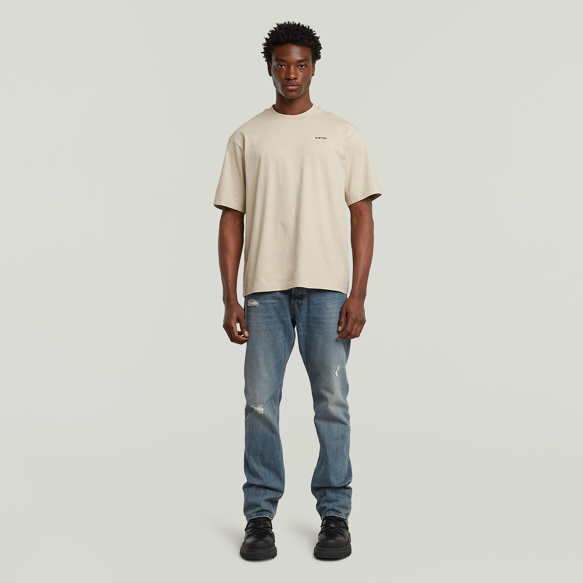 Thumbnail - Boxy Base T-Shirt - Beige - Herren