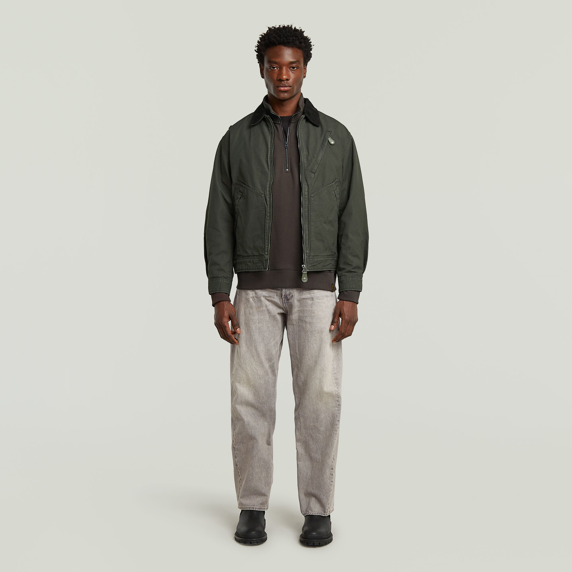 G-Star RAW Essential Loose Half Zip Sweater Bruin Heren
