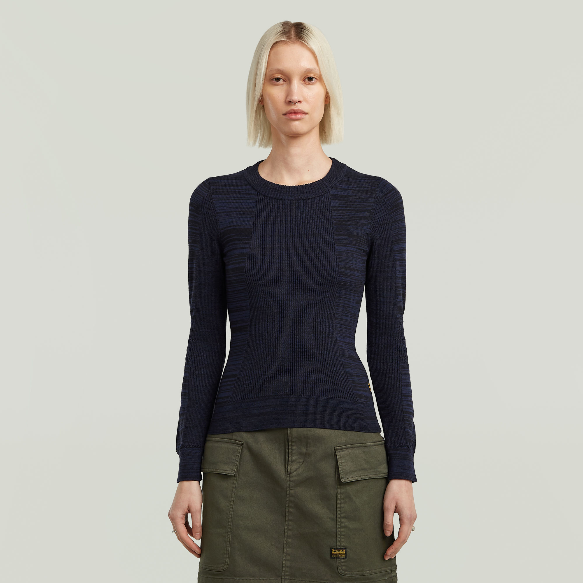 

3D Biker Knit Slim Pullover - Multi color - Women
