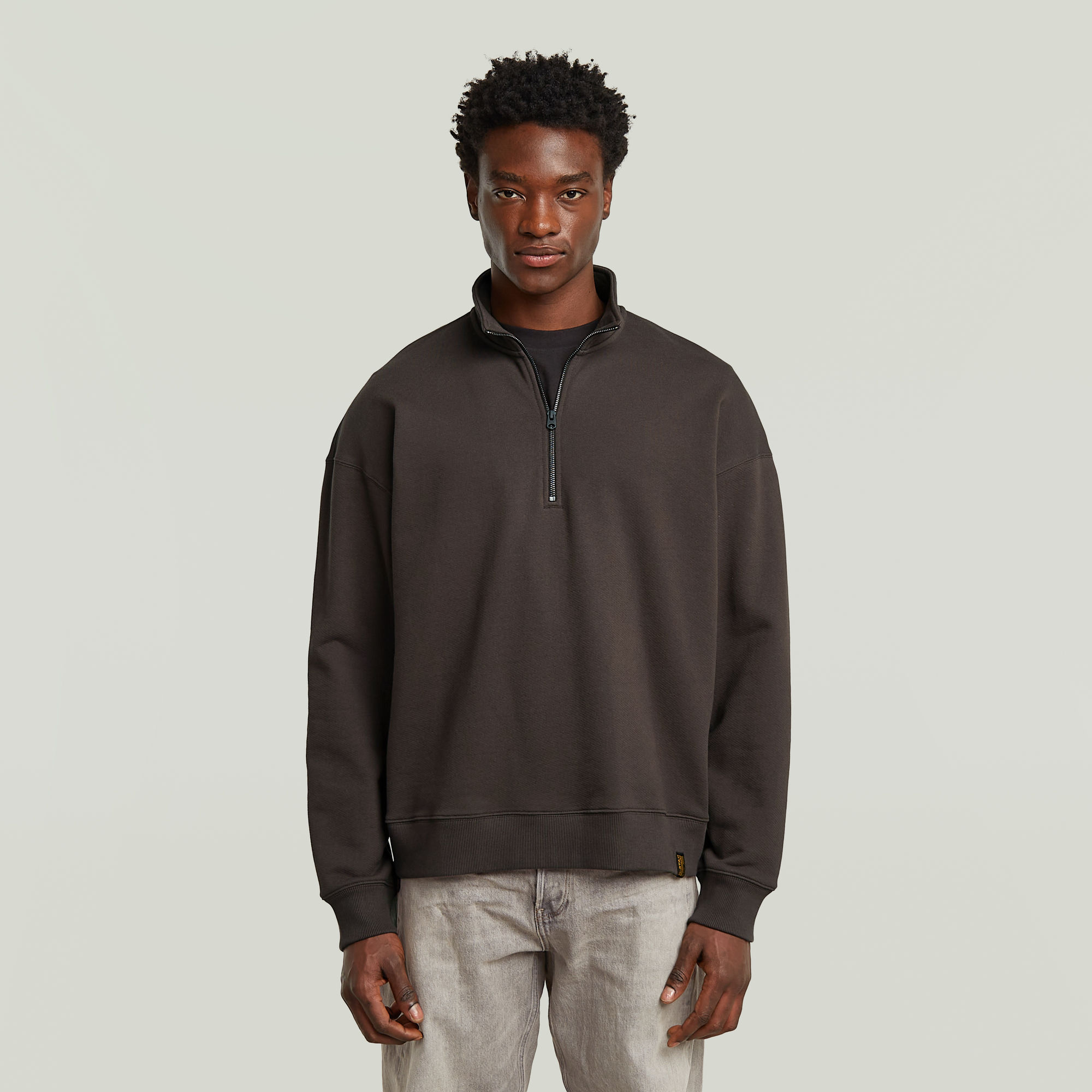 G-Star RAW Essential Loose Half Zip Sweater Bruin Heren