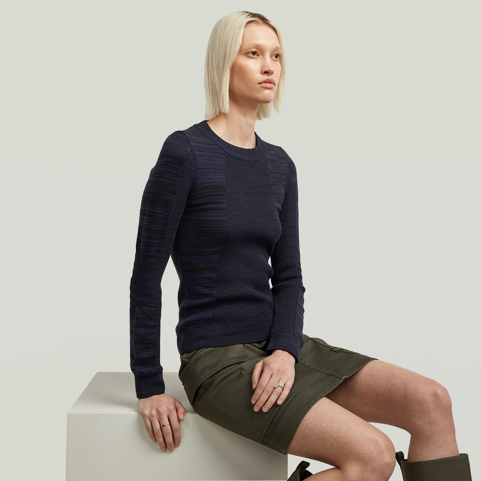 G-Star RAW 3D Biker Slim Gebreide Trui Meerkleurig Dames