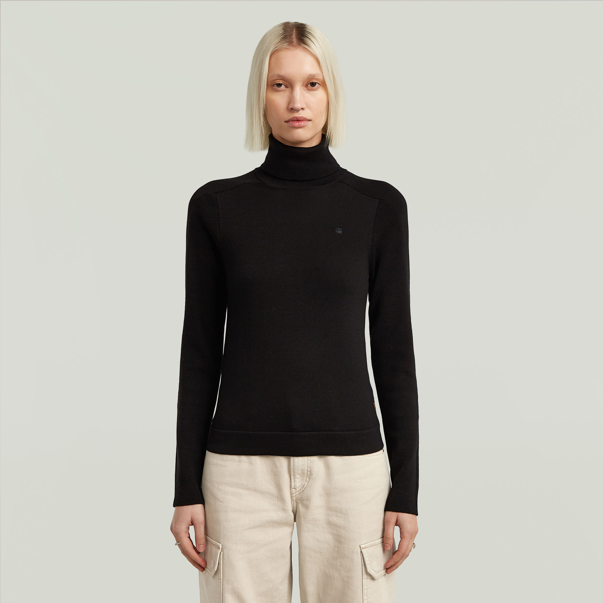 Core Turtle Slim Knit - Schwarz - Damen