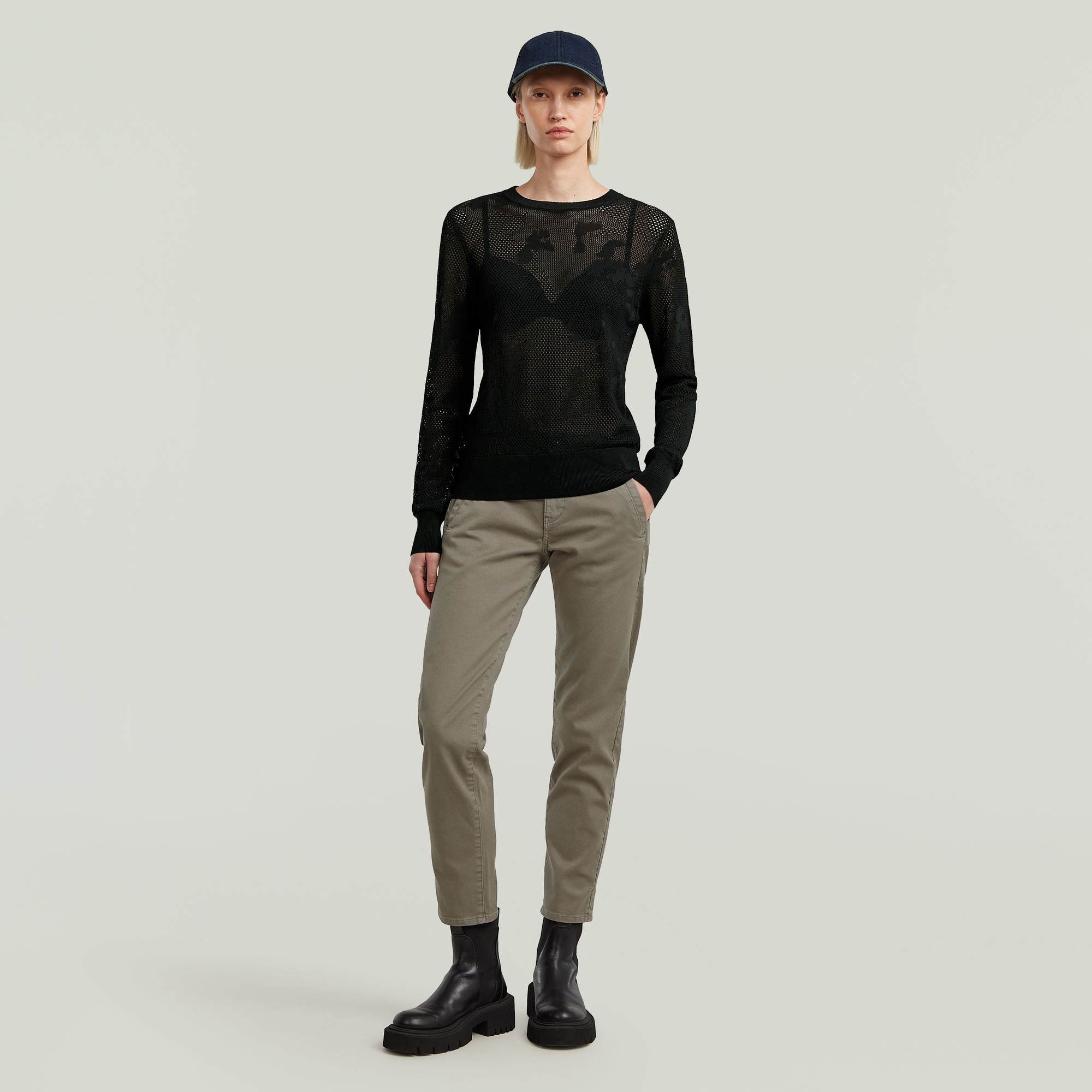 G-Star RAW Pointelle Gebreide Pullover Zwart Dames