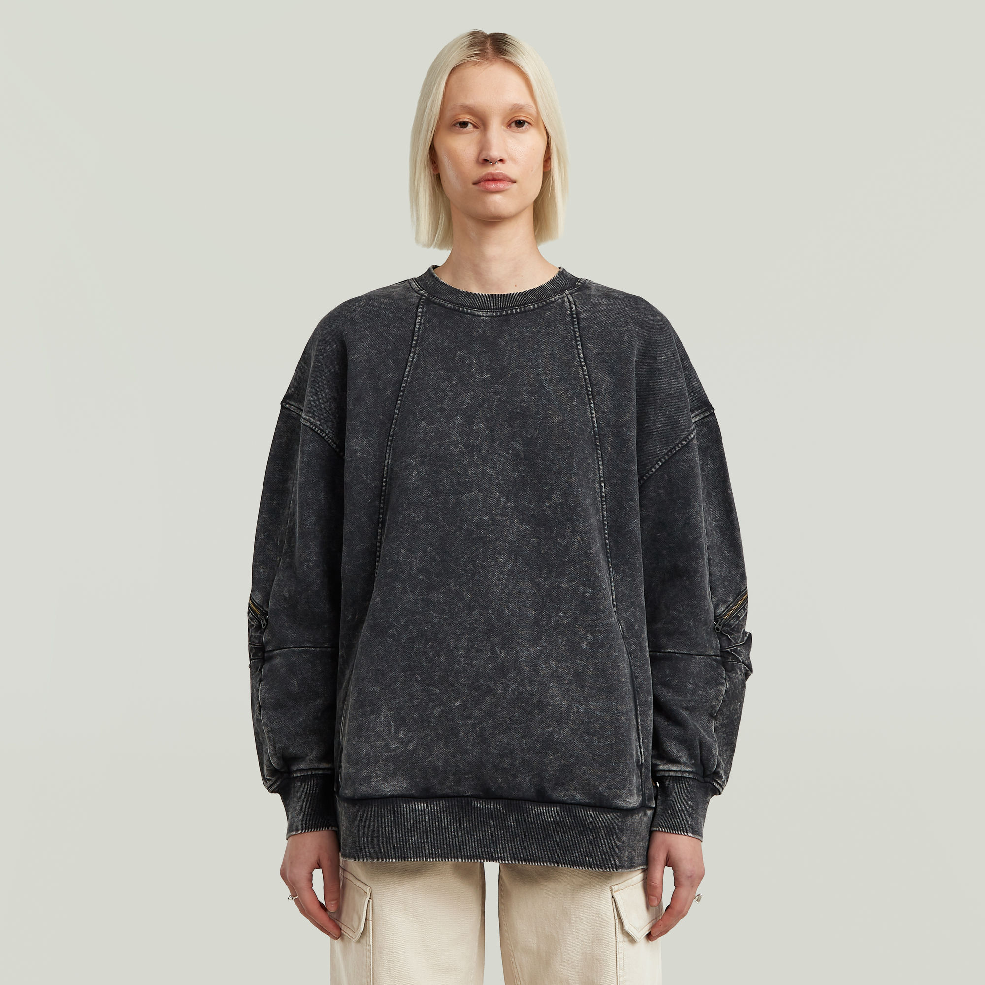 G-Star RAW Washed 3D Mix Oversized Sweater - Zwart - Dames