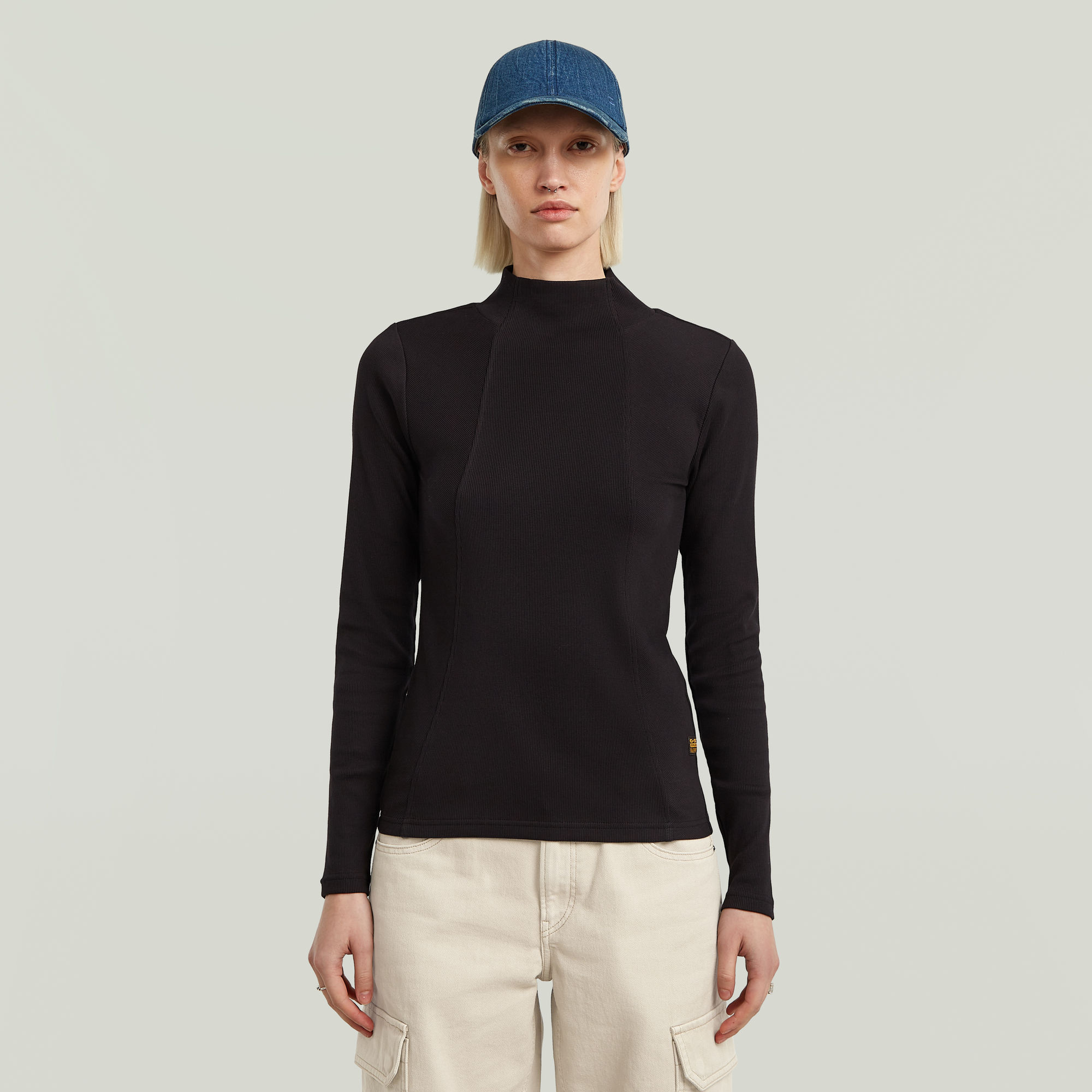 G-Star RAW A-Line Slim Mock T-shirt Zwart Dames