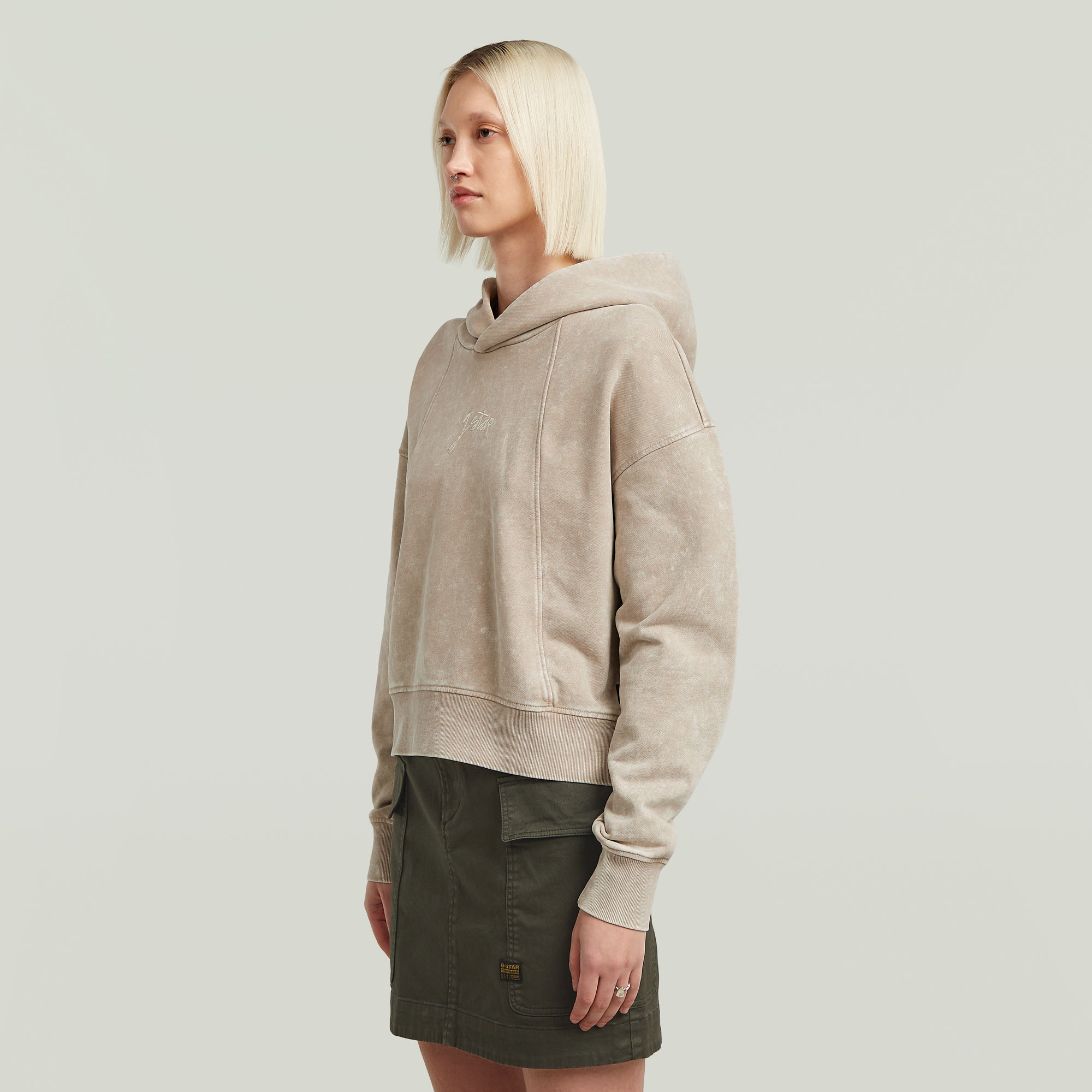 G-Star RAW Washed A Line Script Hoodie Beige Dames