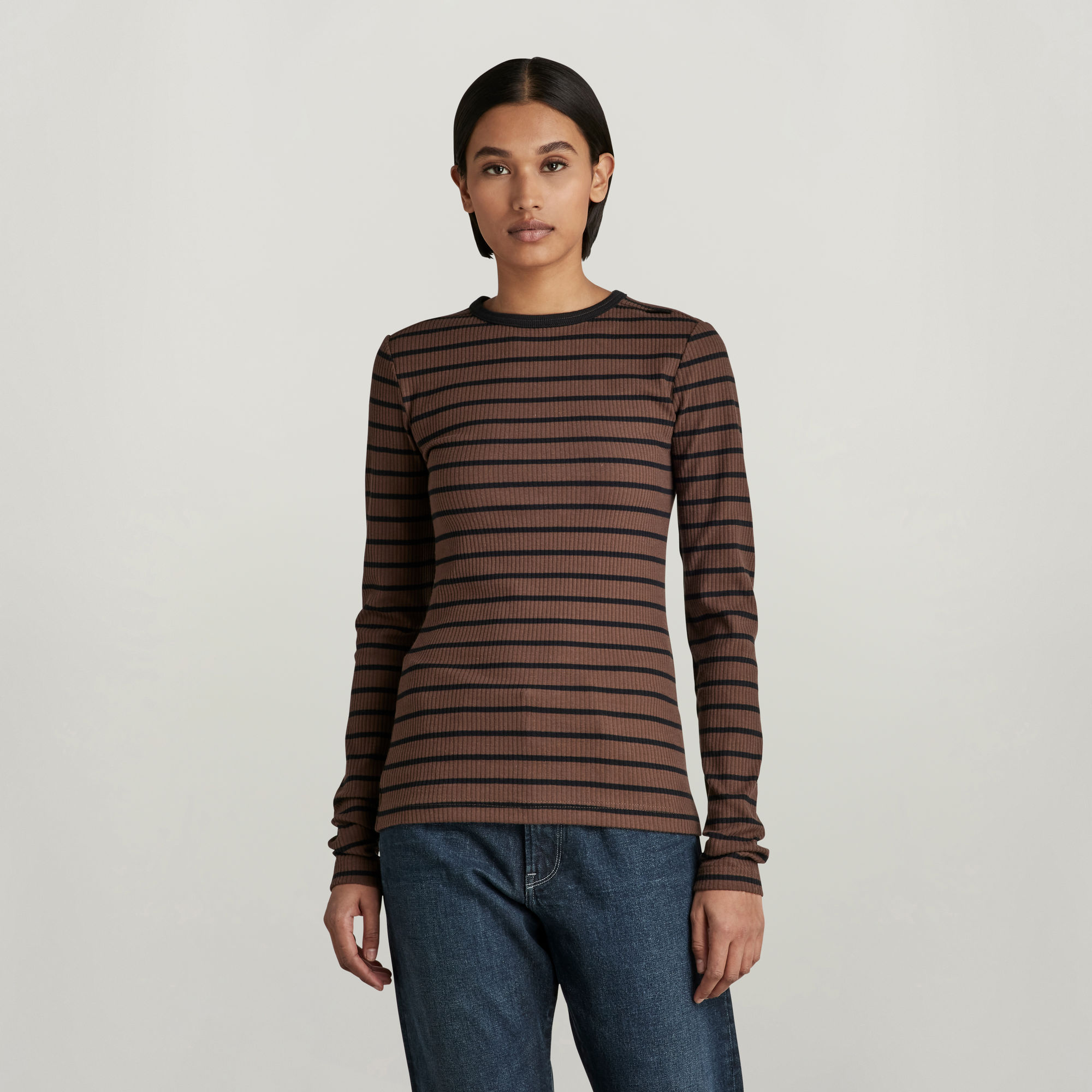 Slim Rib 2.0 Stripe Top - Mehrfarbig - Damen