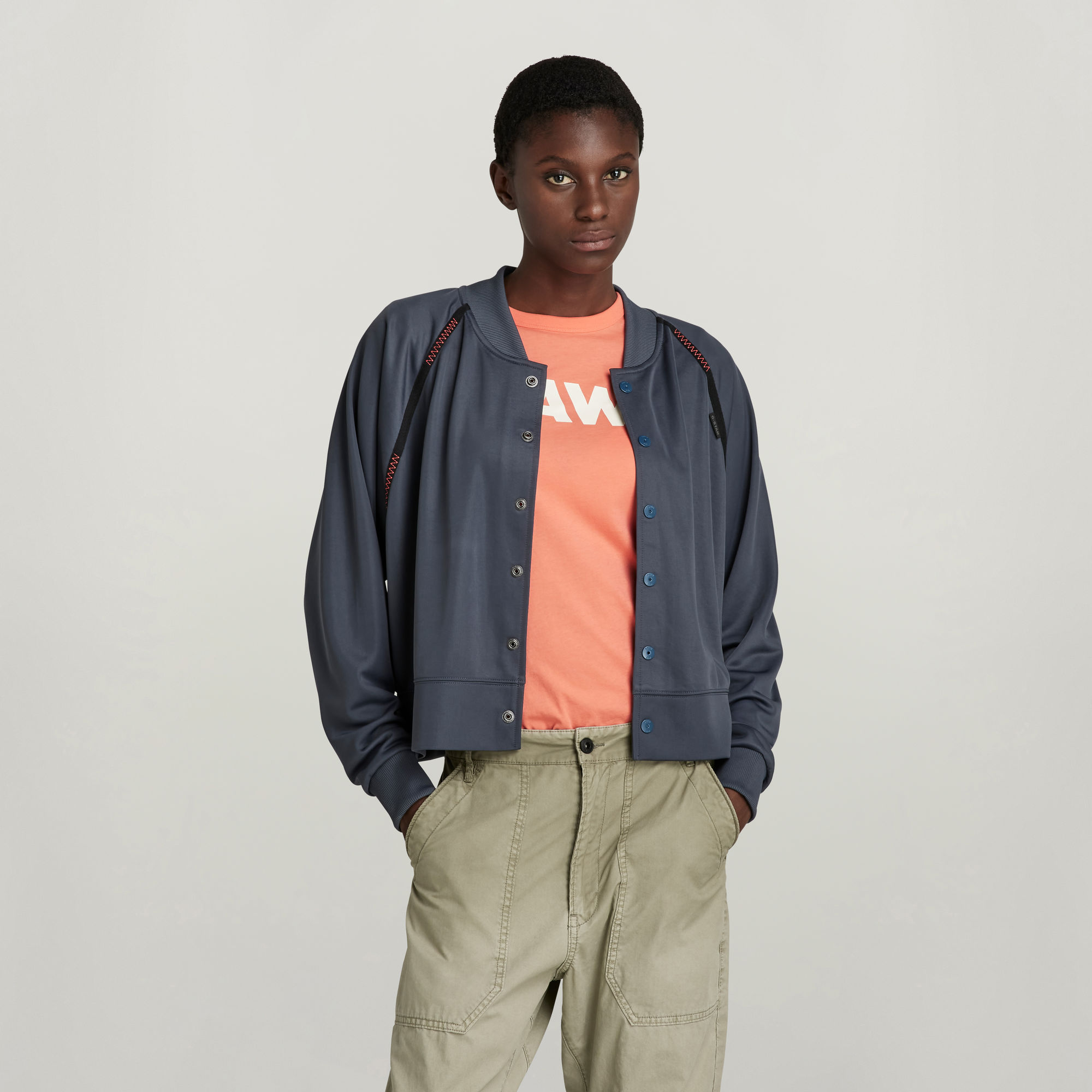 

Lightweight Bomber Sweater - Midden blauw - Dames