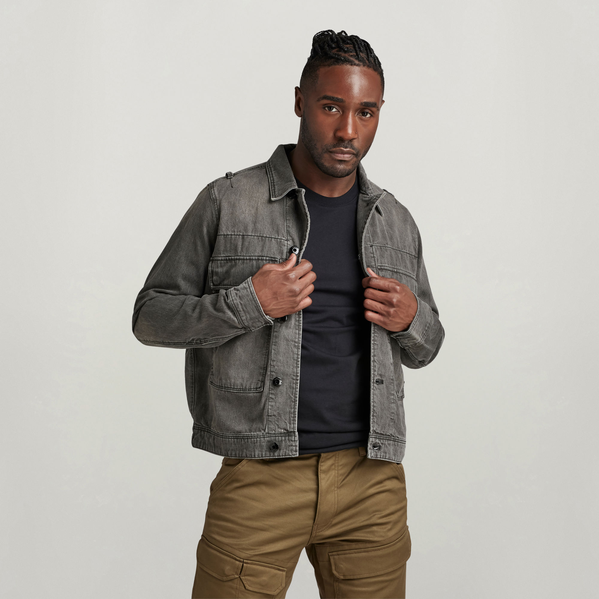 

Unisex Utility Flap Pocket Jacket - Grey - Men