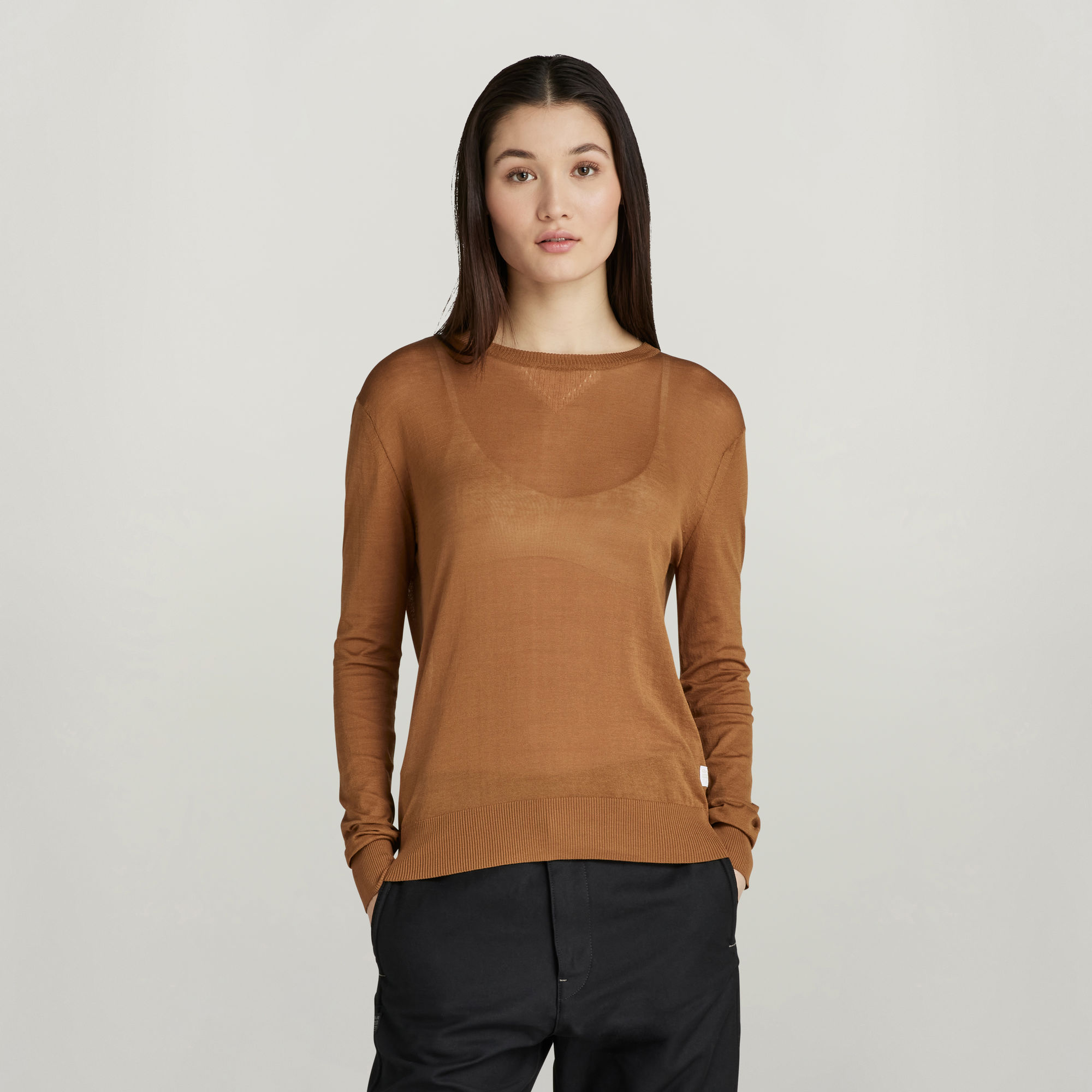 

Core Round Neck Knit - Brown - Women