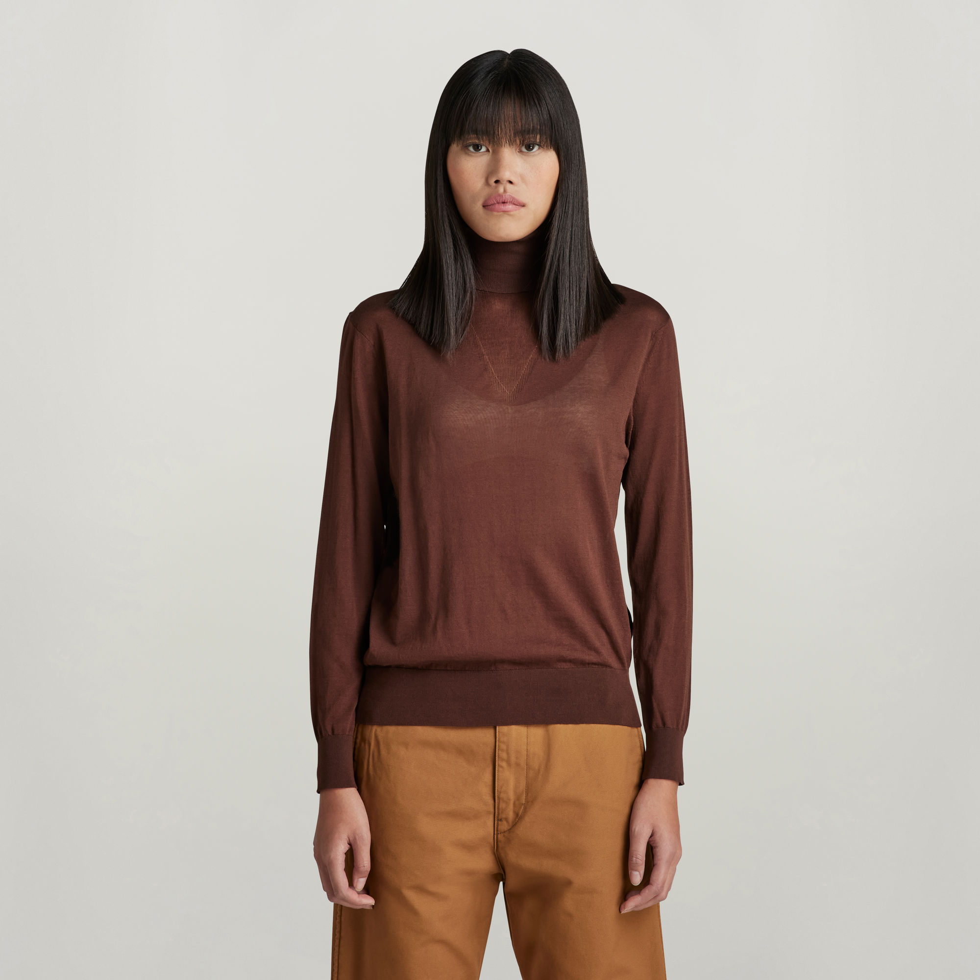 

Core Roll Neck Knit - Brown - Women