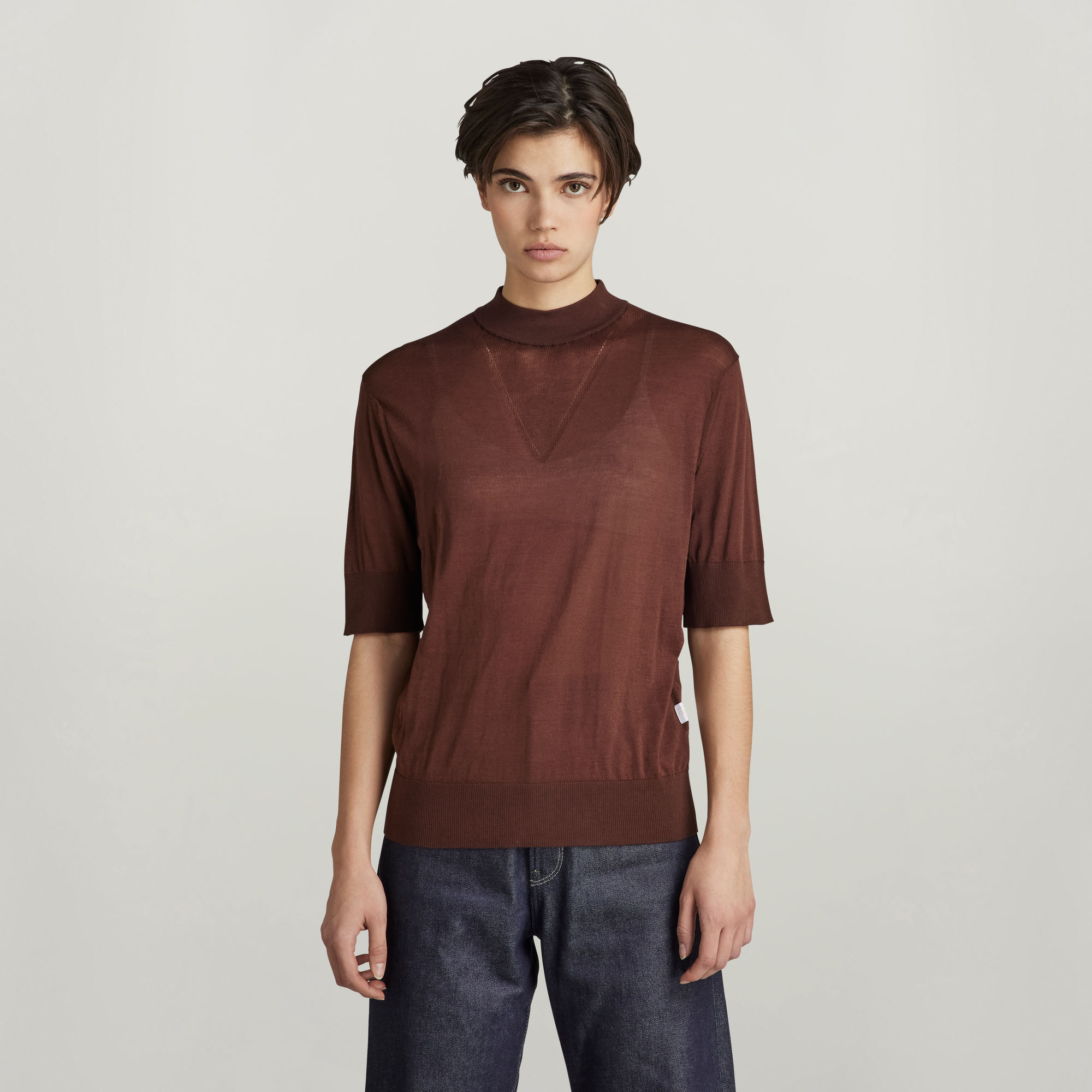 

Core Mock Neck Knit - Brown - Women