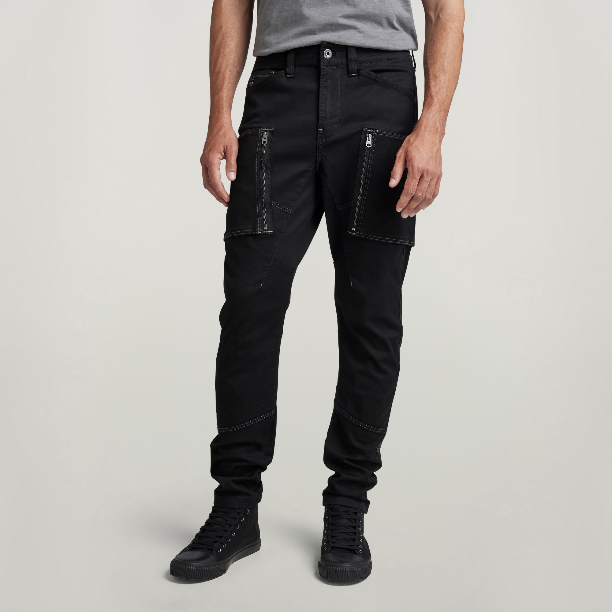 

Zip Pocket 3D Skinny Cargo Pants - Black - Men