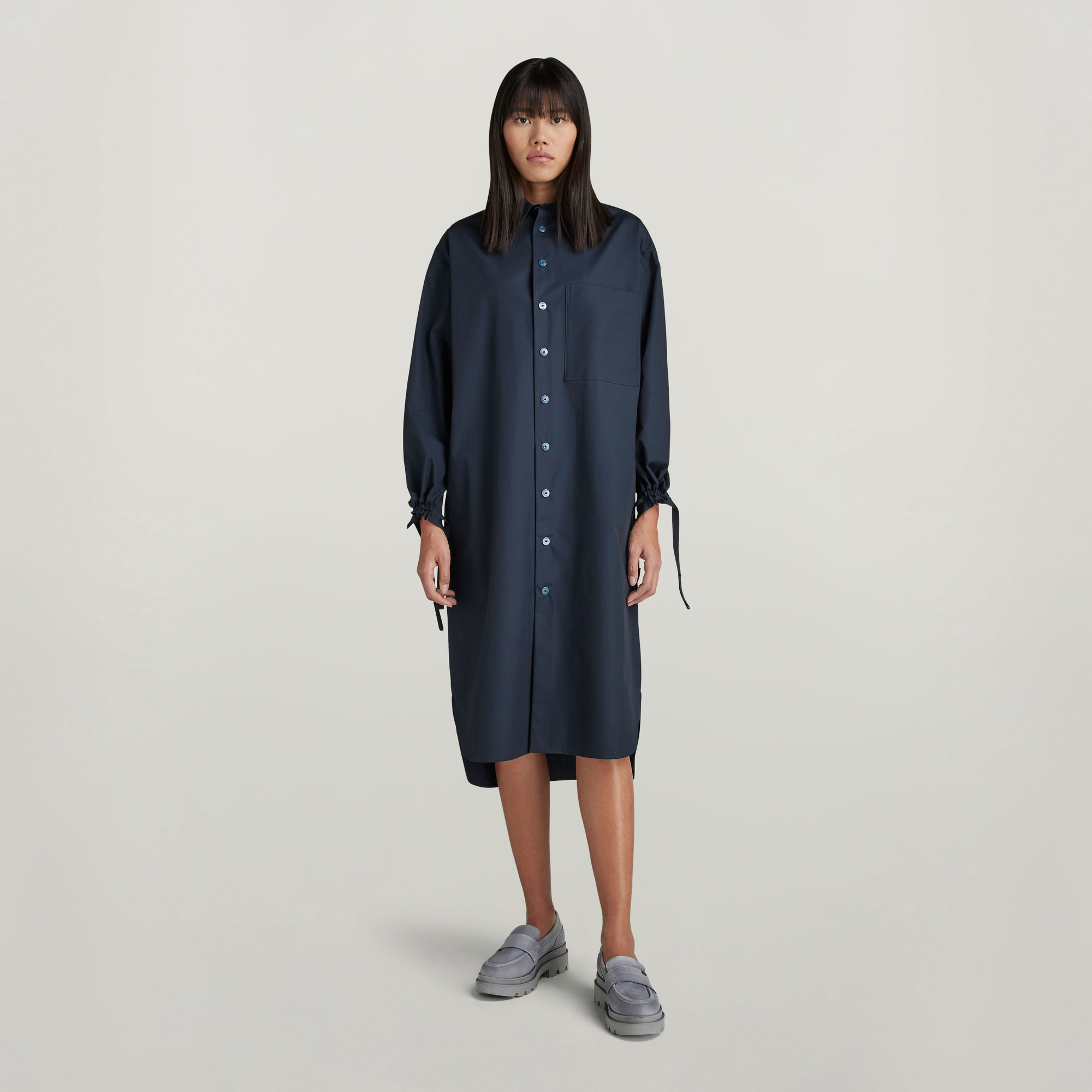 

Long Shirt Dress - Dark blue - Women