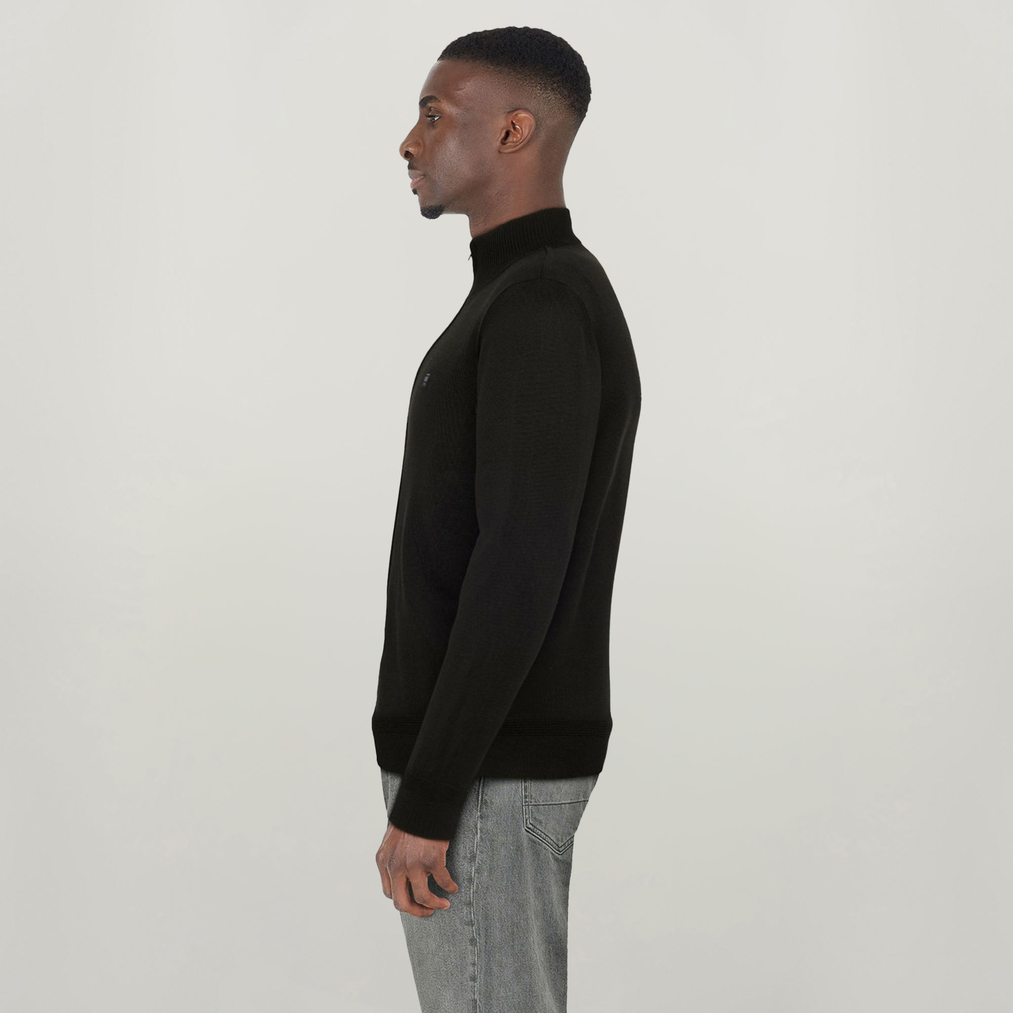 Thumbnail - Core Zip Through Knit - Schwarz - Herren