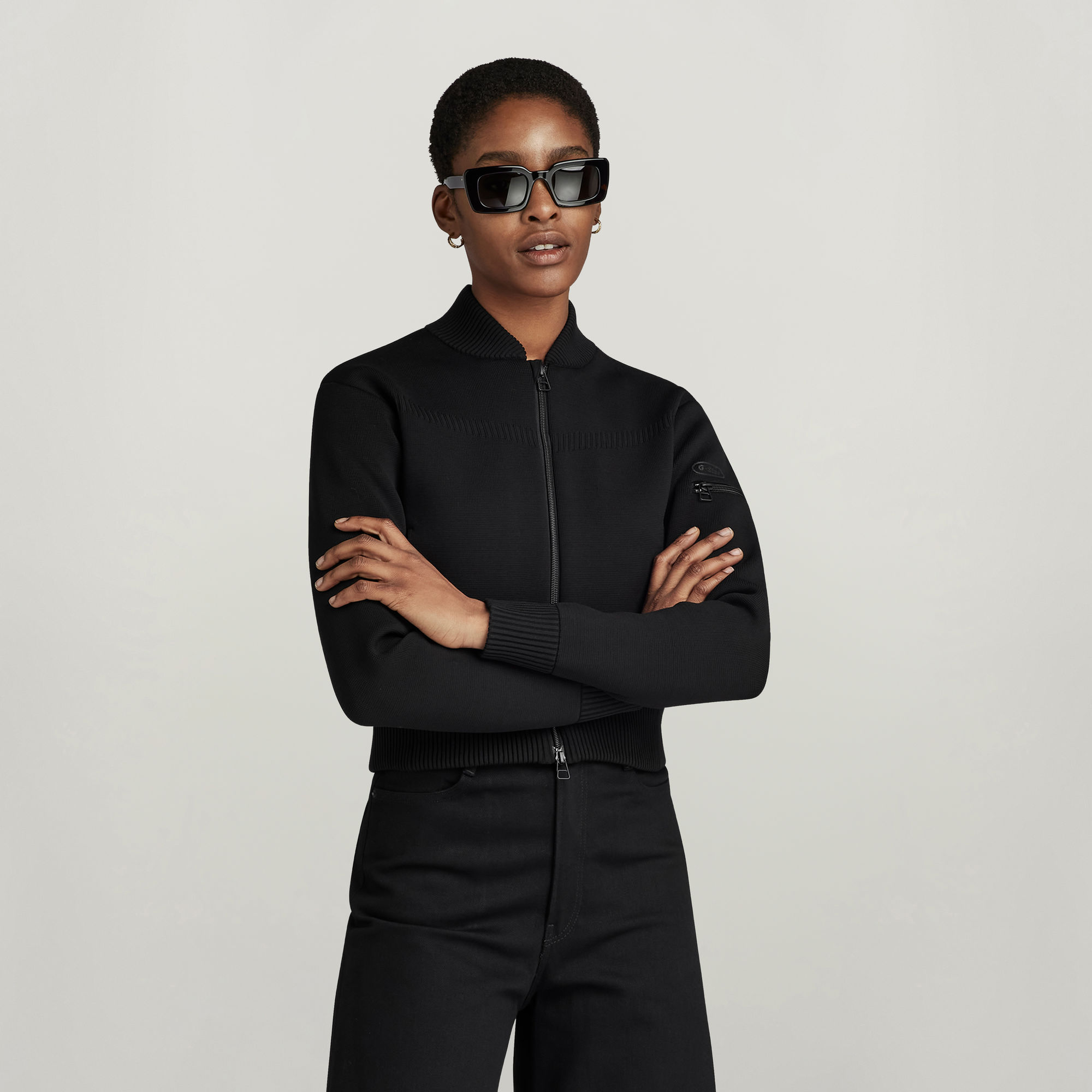 

Moto Gebreide Bomber Sweater - Zwart - Dames