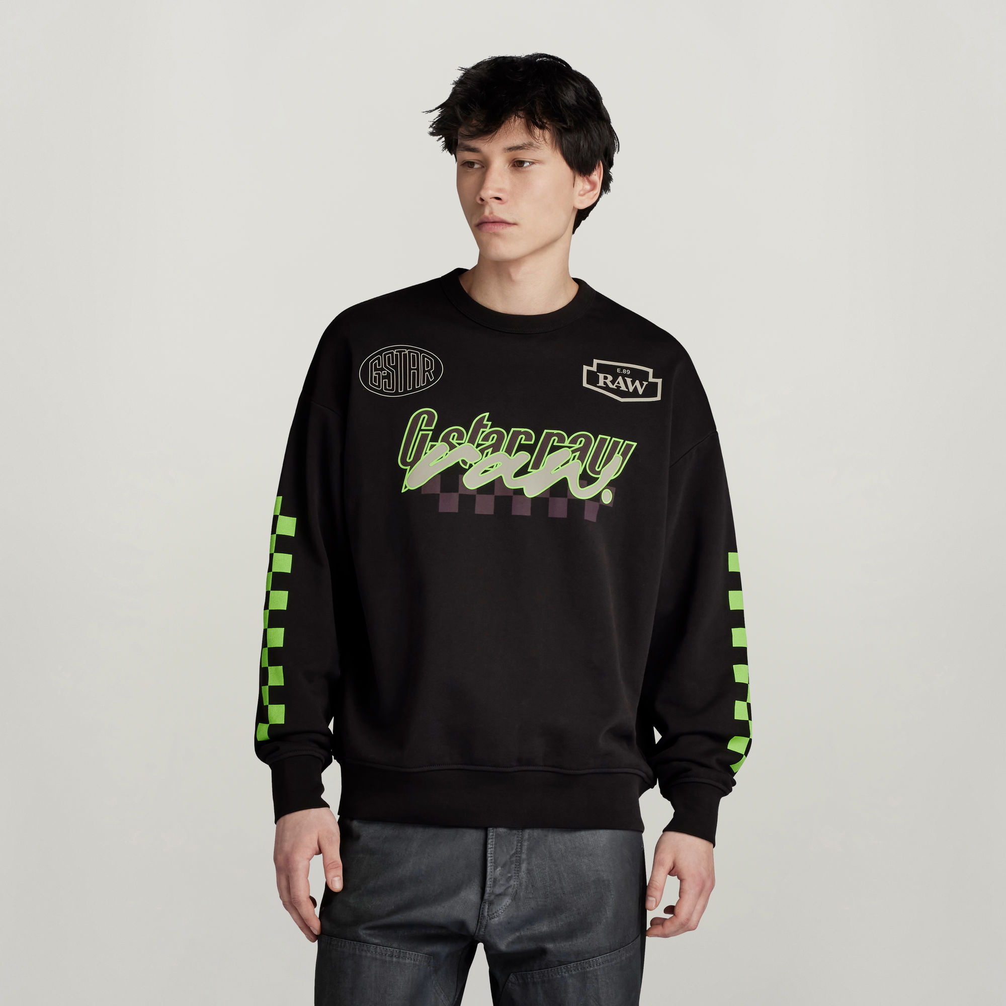 Moto Sport Graphic Loose Sweatshirt - Schwarz - Herren