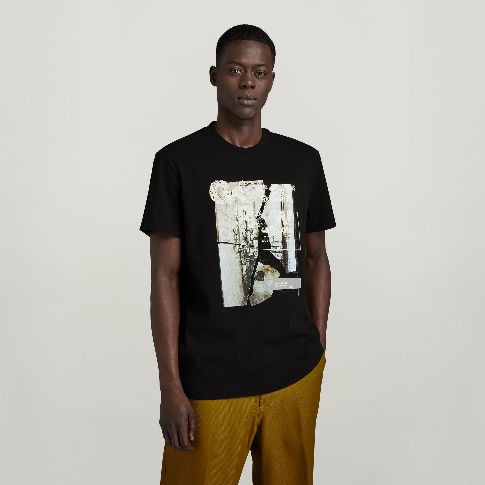 G-Star RAW HQ Print T-Shirt Zwart Heren