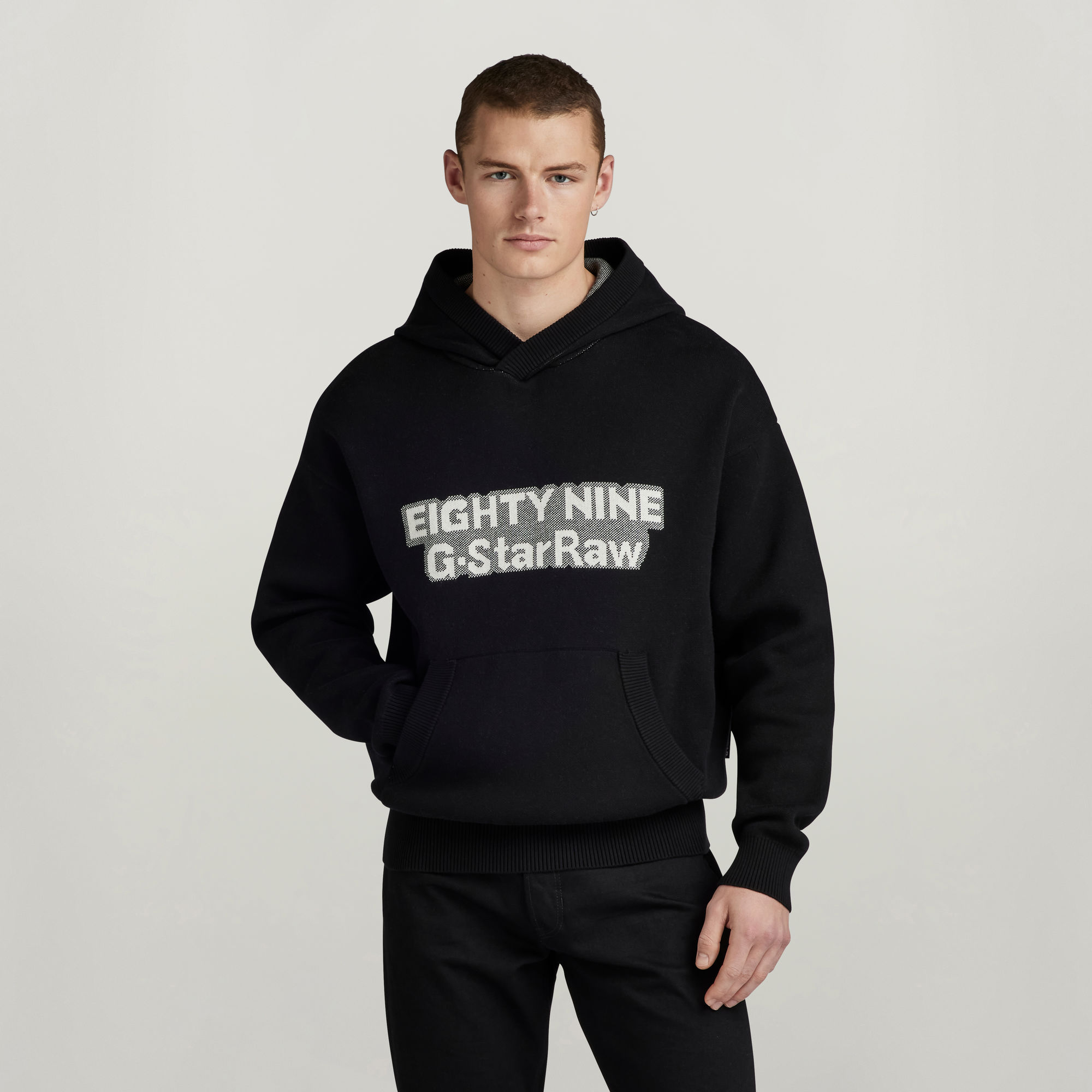 G-Star RAW Graphic Loose Gebreide Hoodie Zwart Heren
