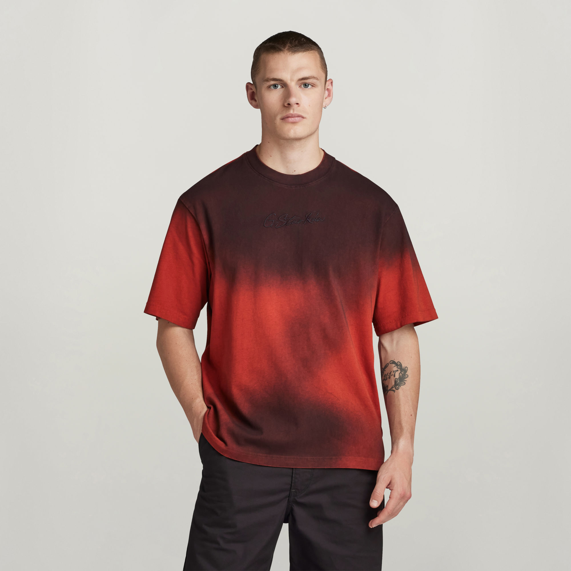 Hand Sprayed Boxy T-Shirt - Orange - Herren