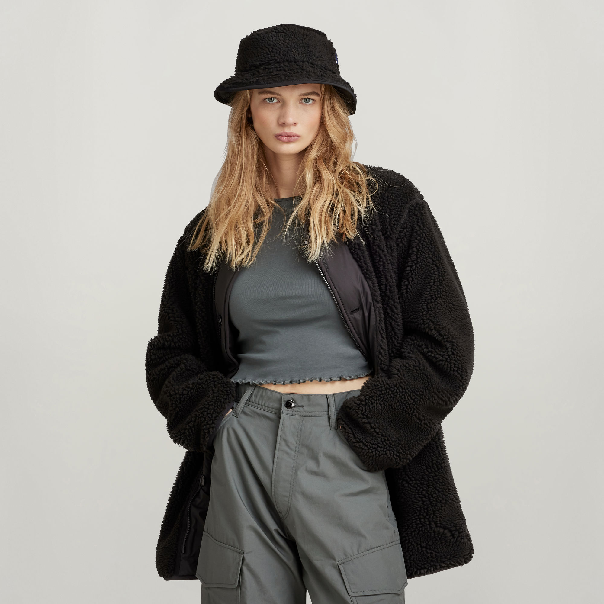 

Long Teddy Jacket - Black - Women