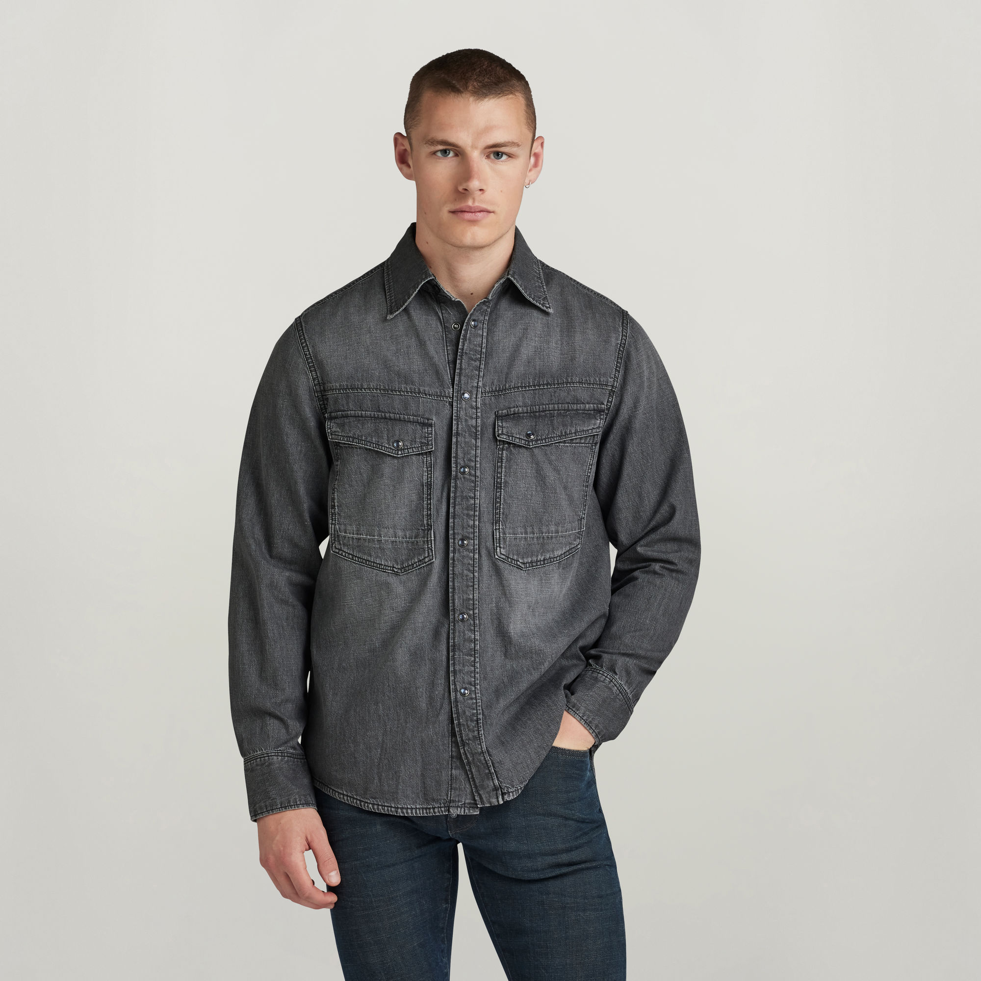 G-Star RAW Unisex Dakota Regular Shirt Grijs Heren