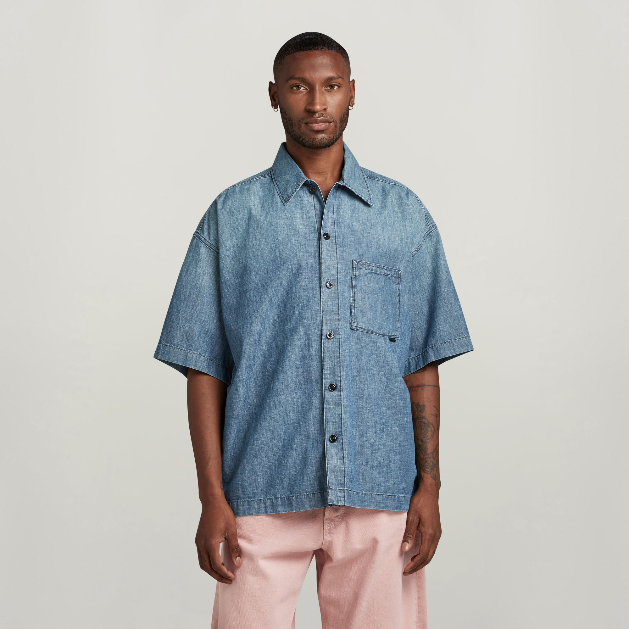 

Oversized Boxy Fit Shirt - Midden blauw - Heren