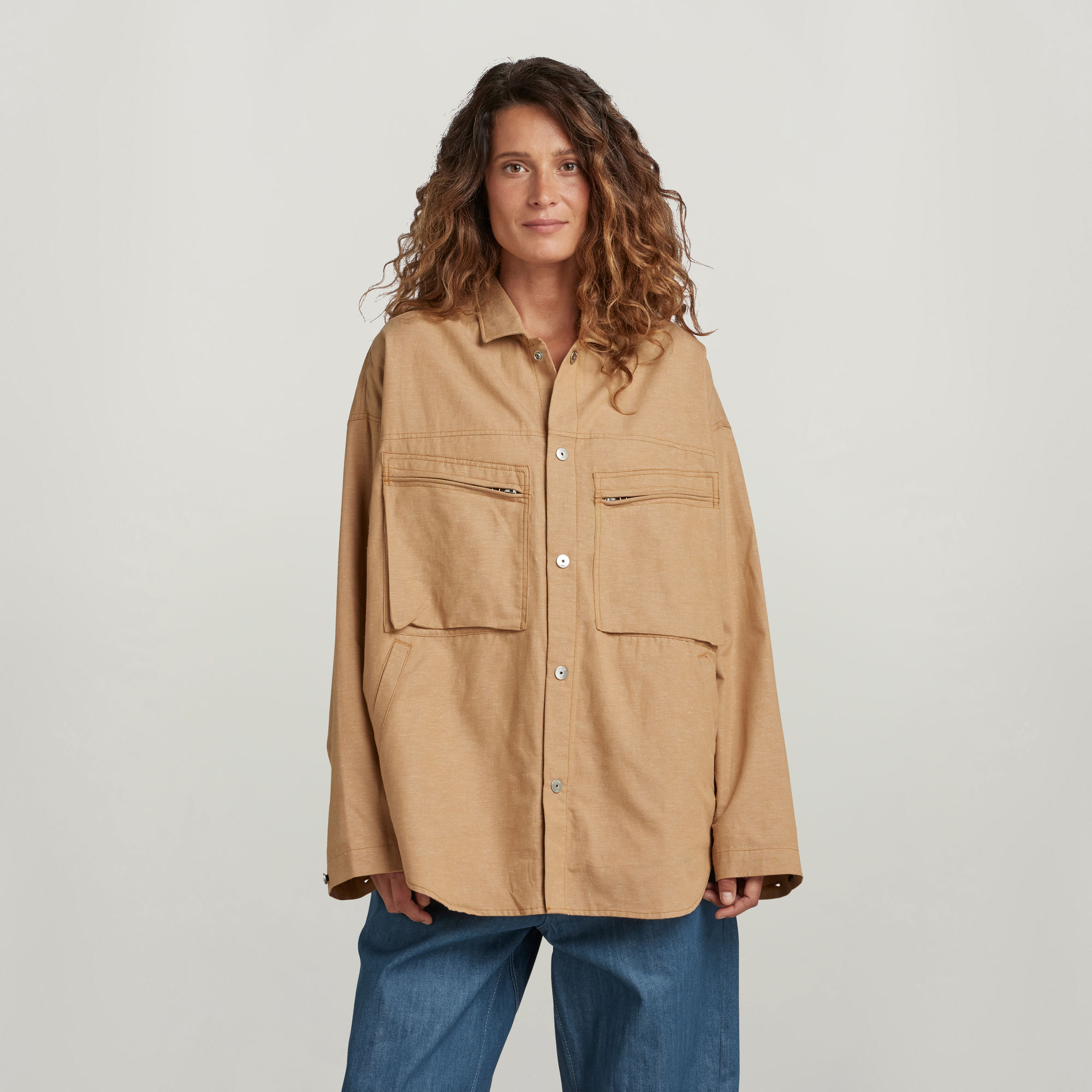 Chest Pocket Overshirt - Braun - Damen