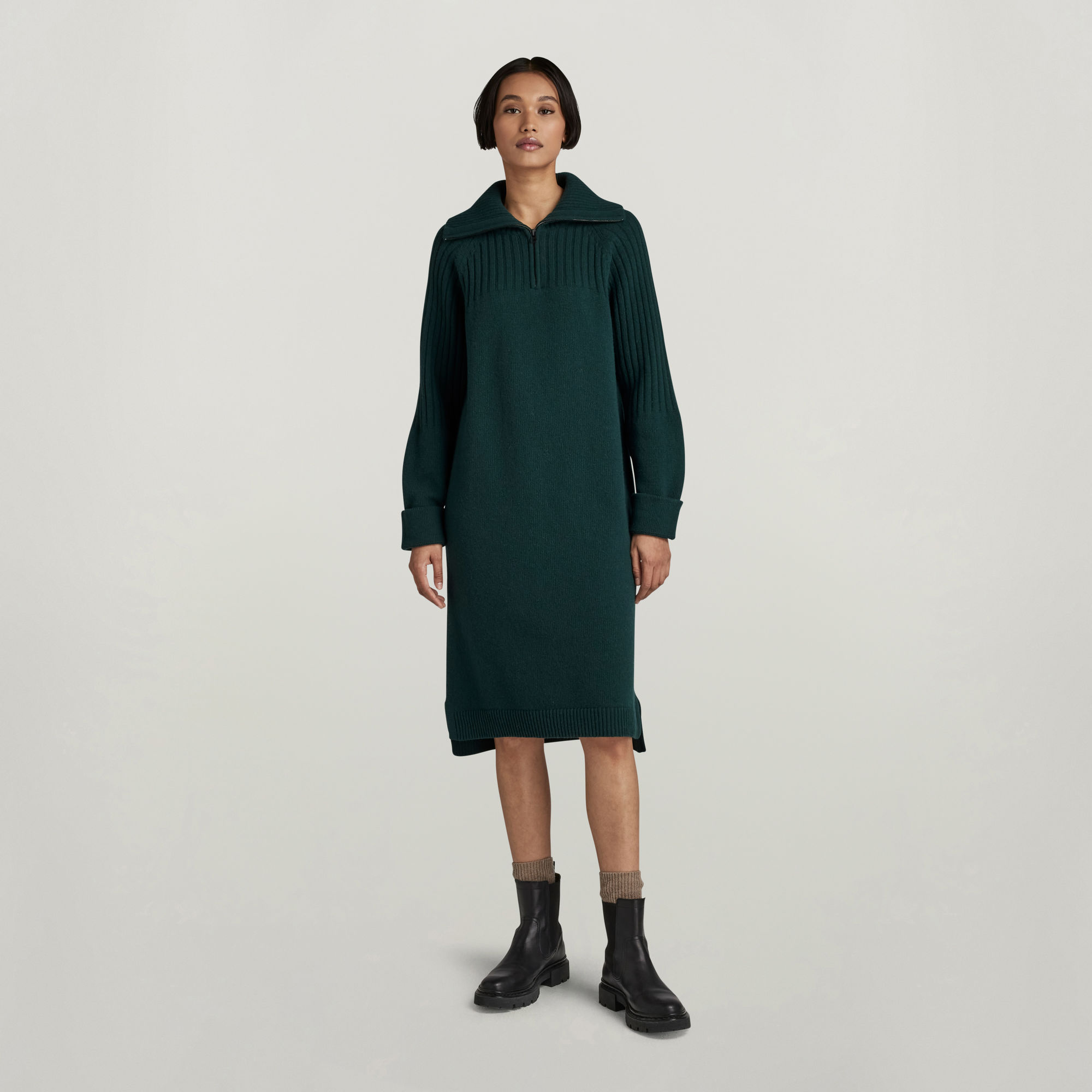 Skipper Loose Knitted Kleid - Grün - Damen