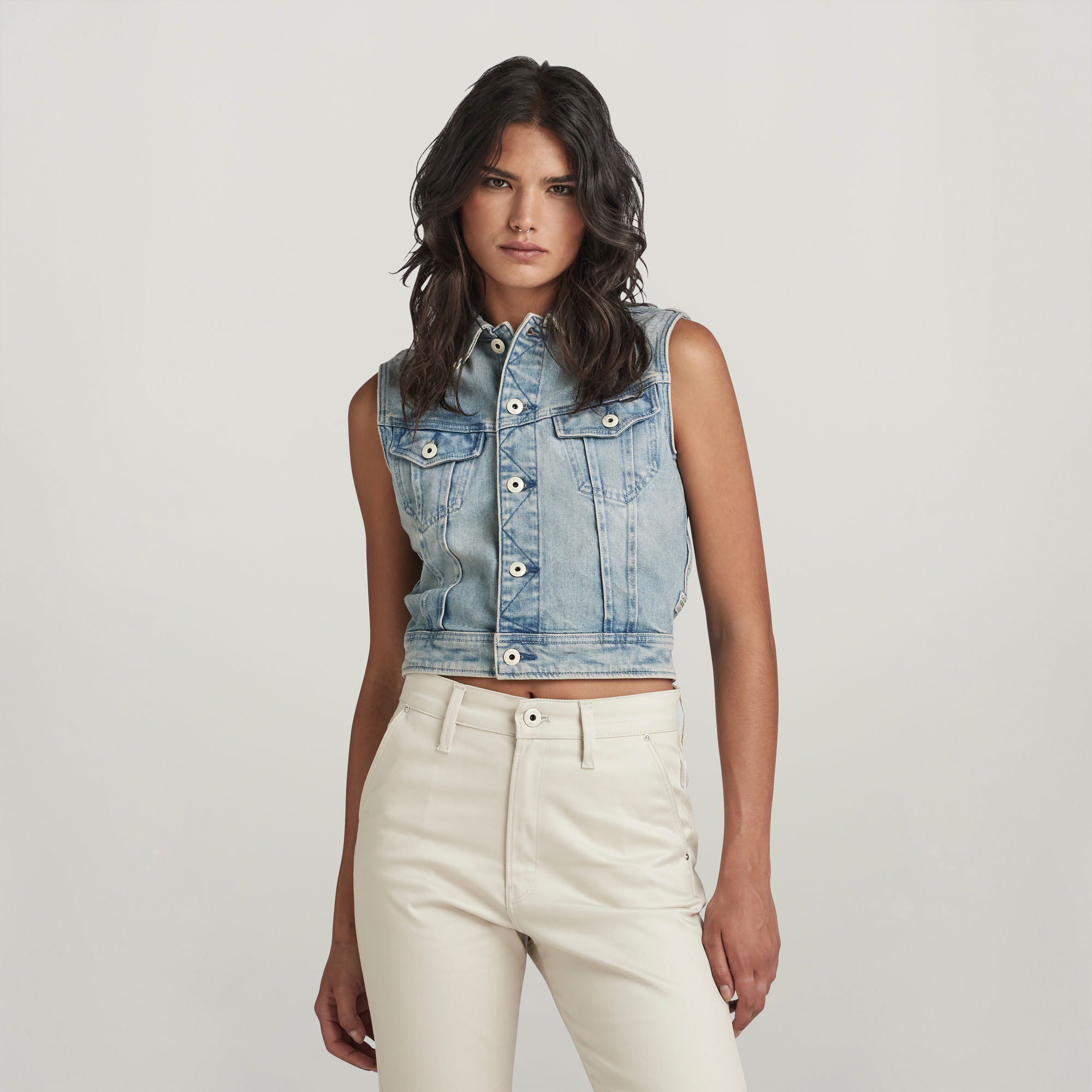 

Slim Denim Vest Evergreen - Light blue - Women