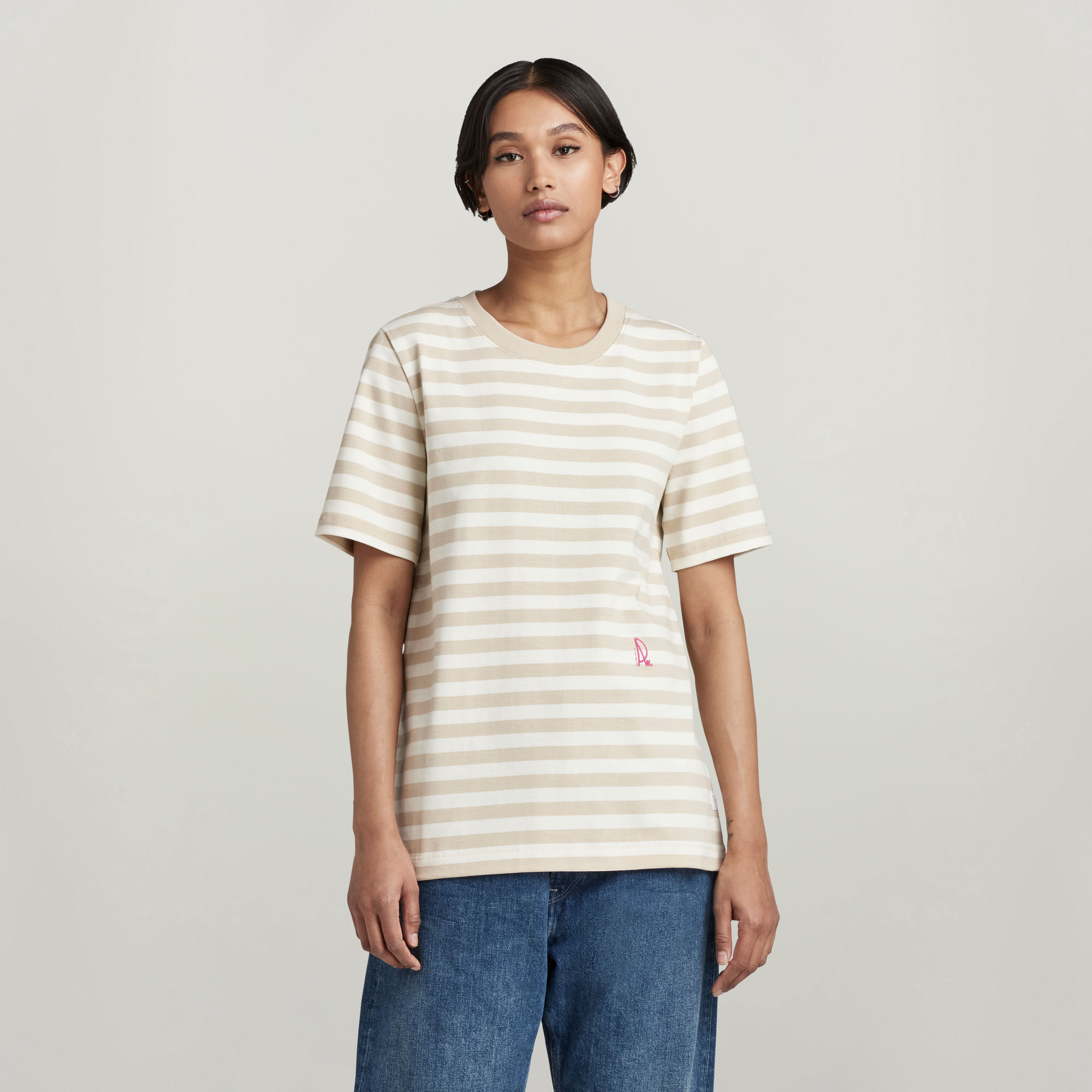 

Small Raw Graphic Stripe T-Shirt - Multi color - Women